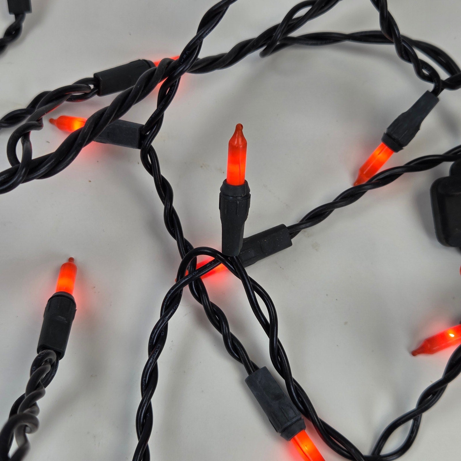Halloween Orange Mini Icicle Cascade String Lights Tested Working Black Wire