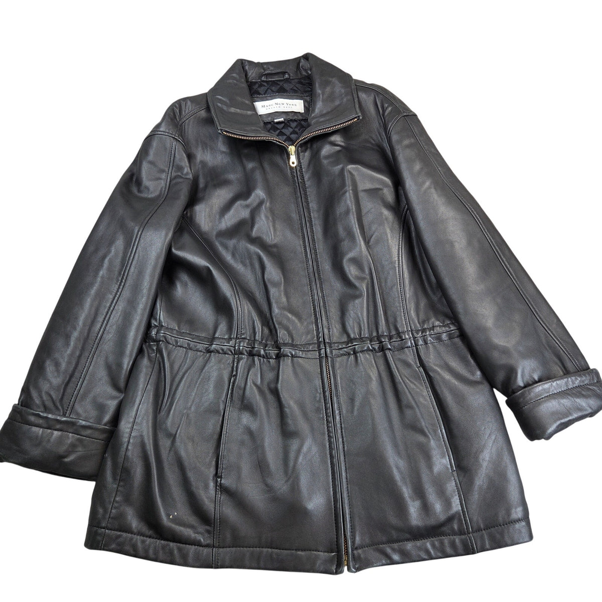 Marc New York Andrew Marc Women's L Black Leather Thermolite Car Coat Jacket