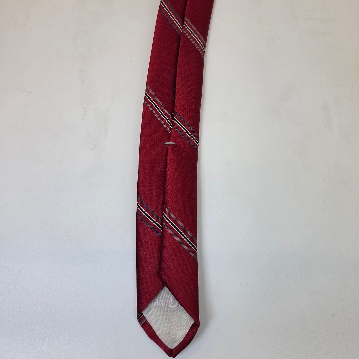 Christian Dior Vintage Red Striped Necktie USA Italy 57.5in Designer Tie