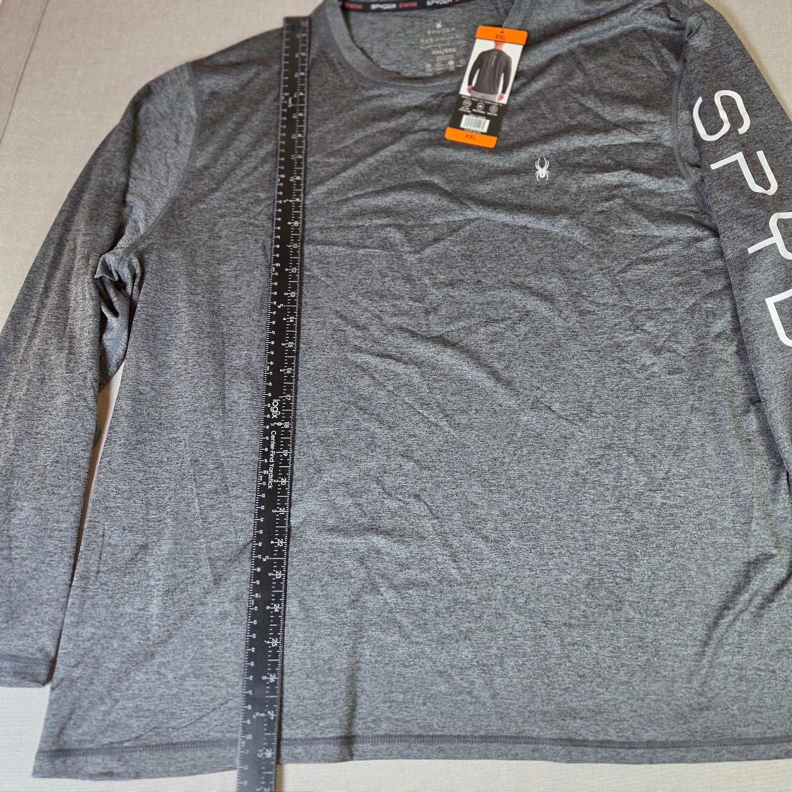 Spyder Swim Rash Guard Shirt Mens XXL Long Sleeve UPF 50+ Black Heather