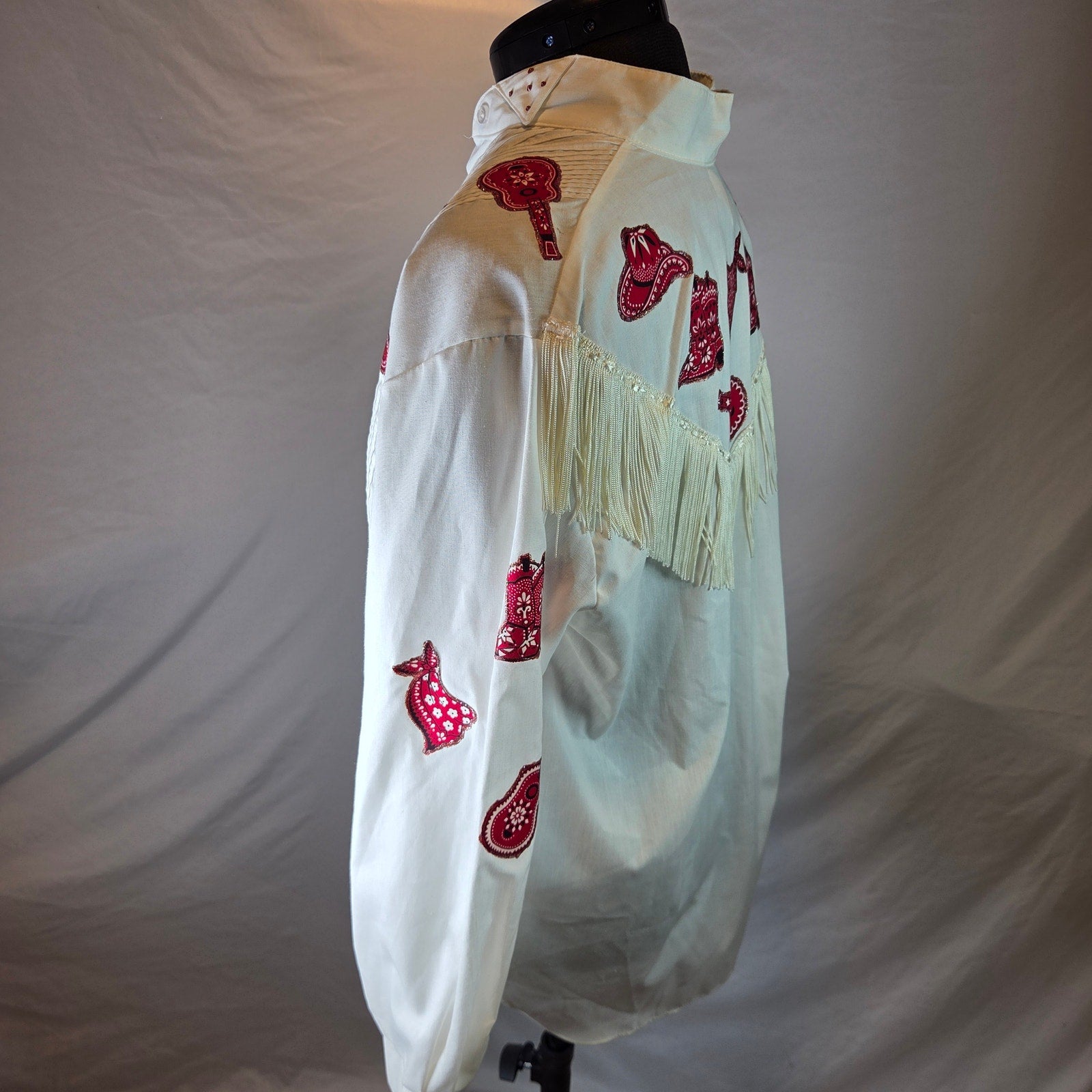 Sunbelt Sportswear Vintage Western Fringe Shirt Cowgirl Guitar USA M Medium