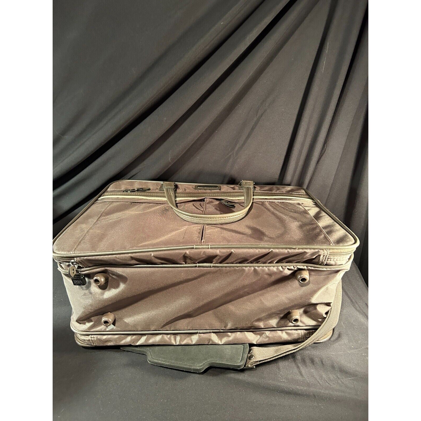 American Tourister Carry-On Bag Brown Nylon 20"x14" Two-Compartment Travel Case