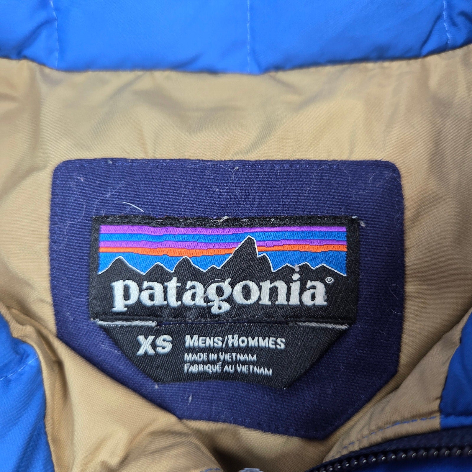 Patagonia Bivy Down Vest Men's XS FA13 27585 Goose Down Blue Snap Zip