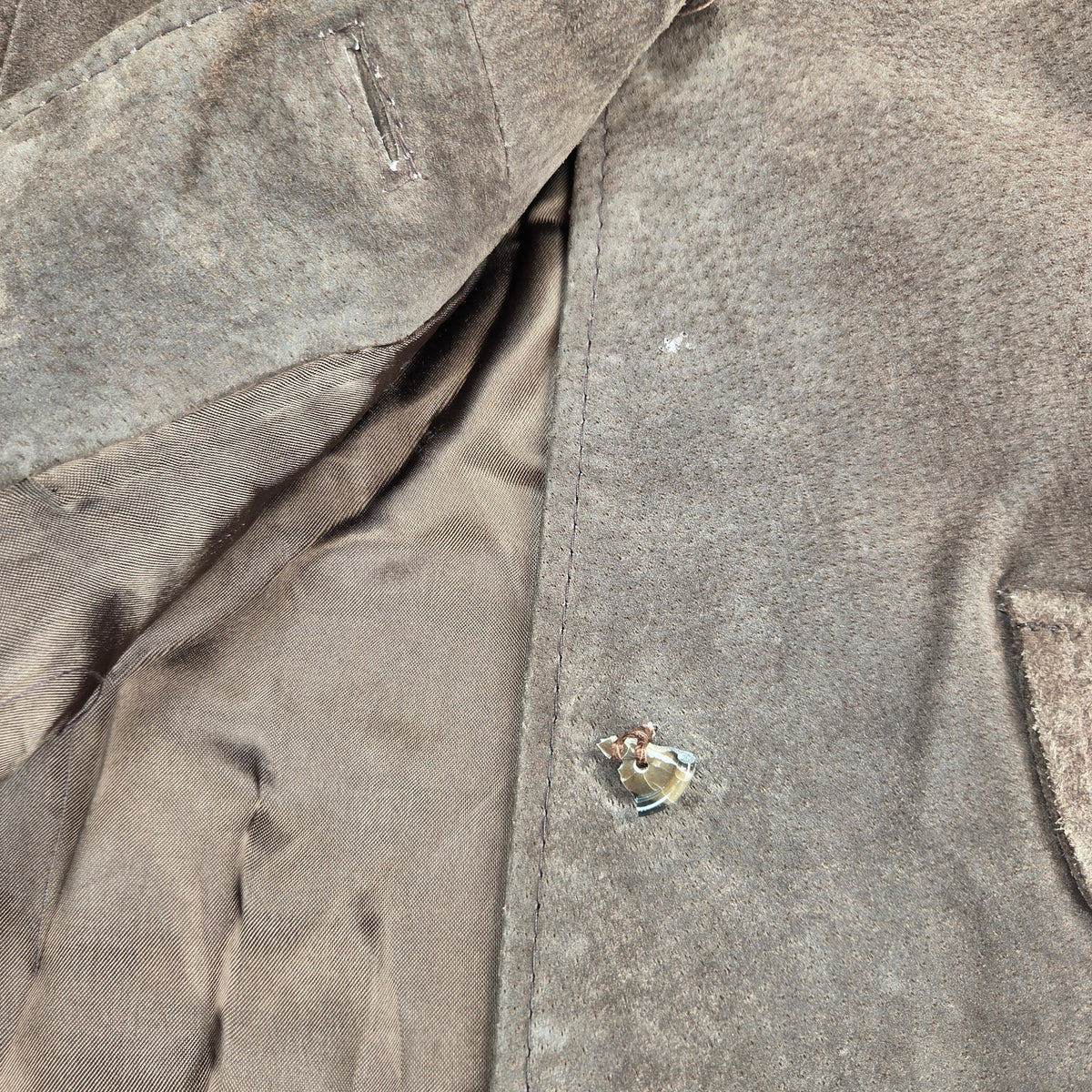 Vintage Brown Suede Leather Blazer Jacket Womens 7/8 Hong Kong Unbranded Coat