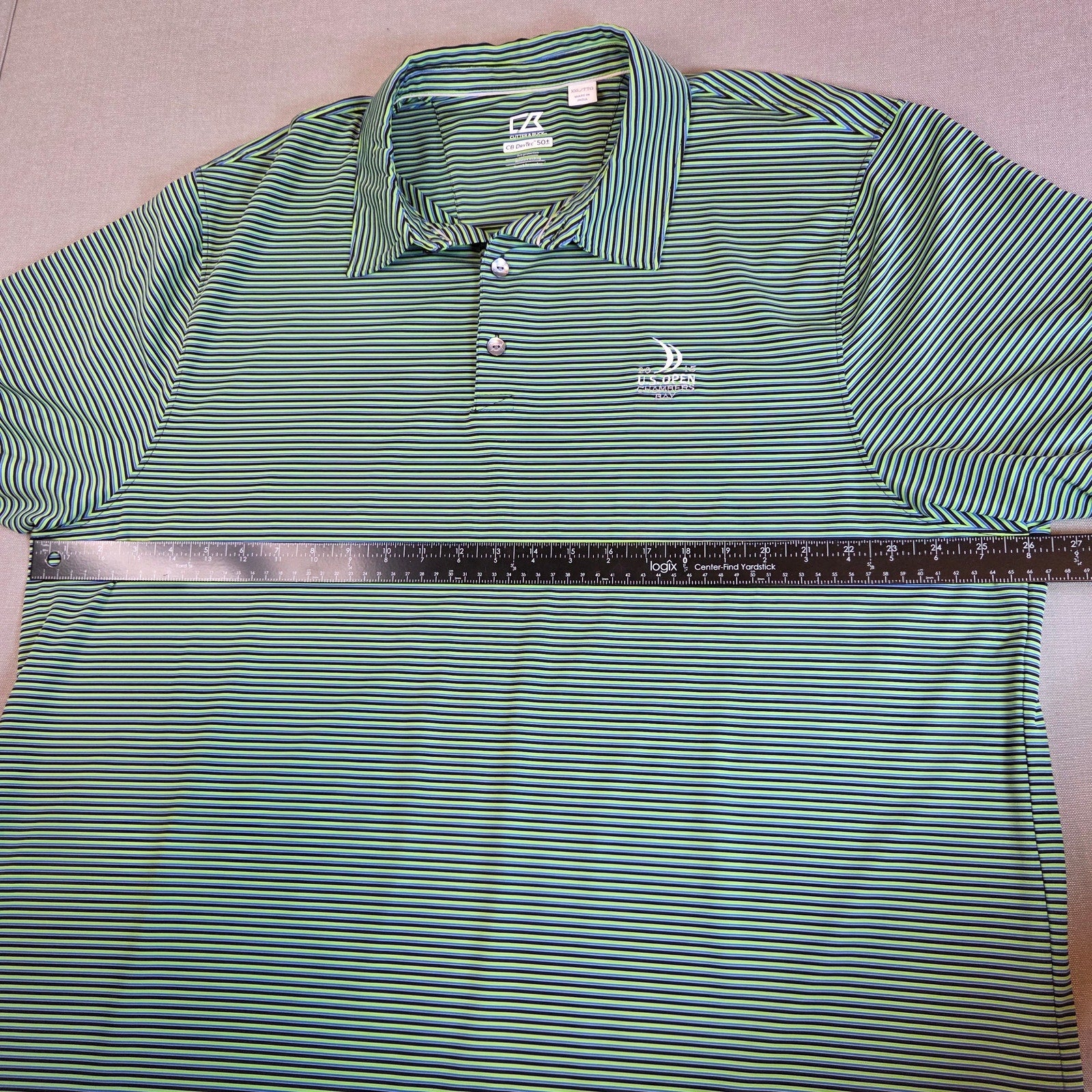 Cutter & Buck DryTec Polo XXL U.S. Open 2015 Chambers Bay Stripe Shirt