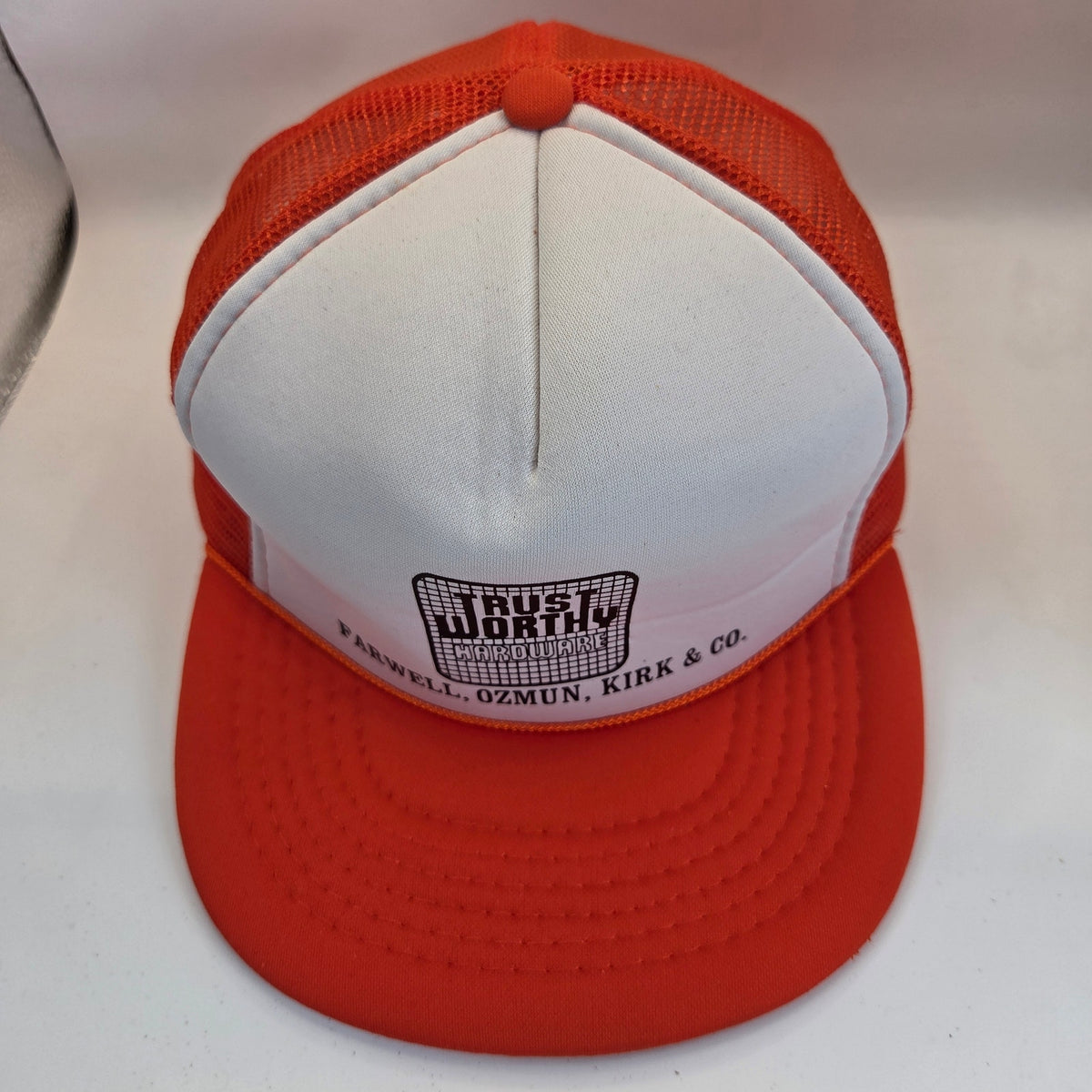 Vintage Trustworthy Hardware Farwell Ozmun Kirk Foam Mesh Snapback Trucker Hat