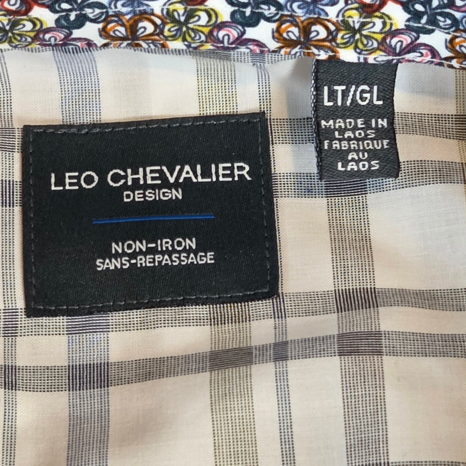 Leo Chevalier Men’s Short Sleeve Shirt LT Large Tall Plaid NWT Cotton Laos