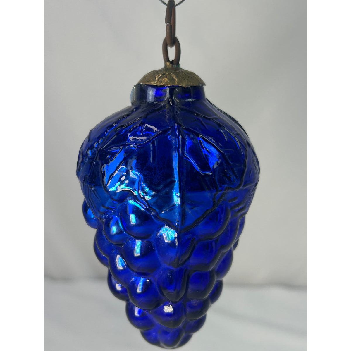 Antique 1800s German Kugel Cobalt Blue Grape Cluster Glass Christmas Ornament 4"