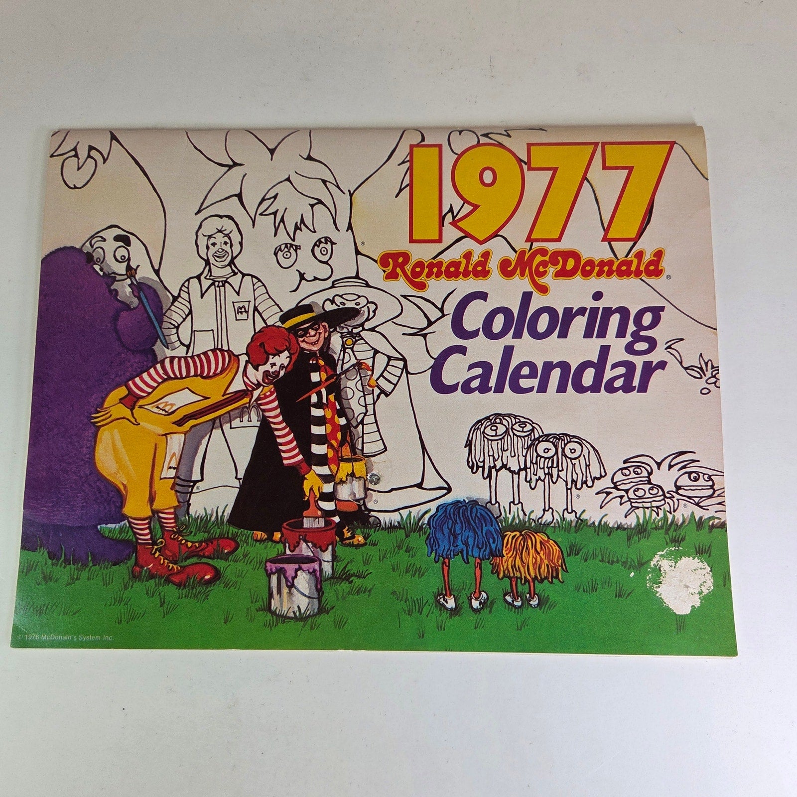1977 Ronald McDonald Coloring Calendar Vintage McDonaldland Characters