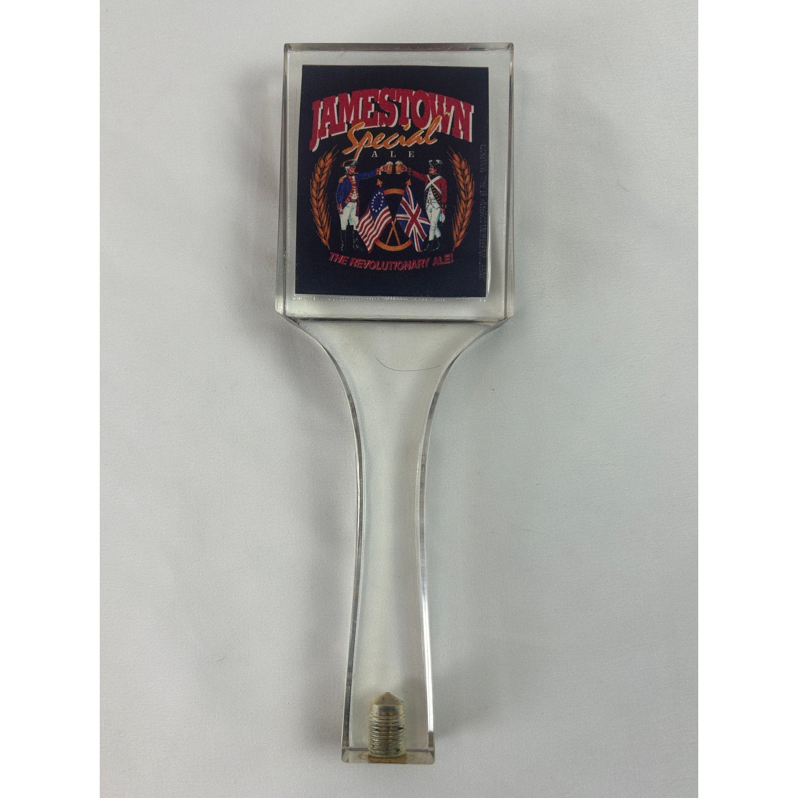 Jamestown Special Ale Beer Tap Handle Clear Acrylic St Paul MN Breweriana 1990s