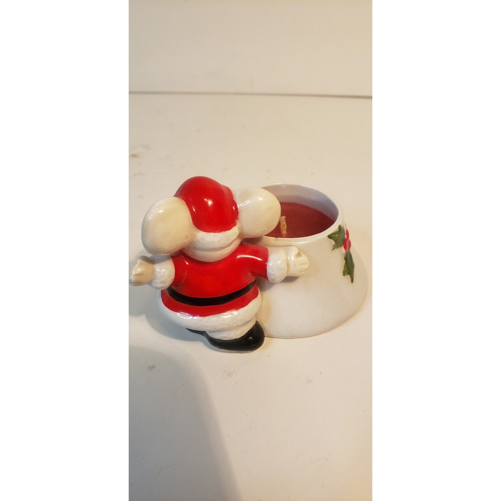 Vintage Fitz & Floyd Santa Mouse Candle Holder 1978 Hand Painted Japan