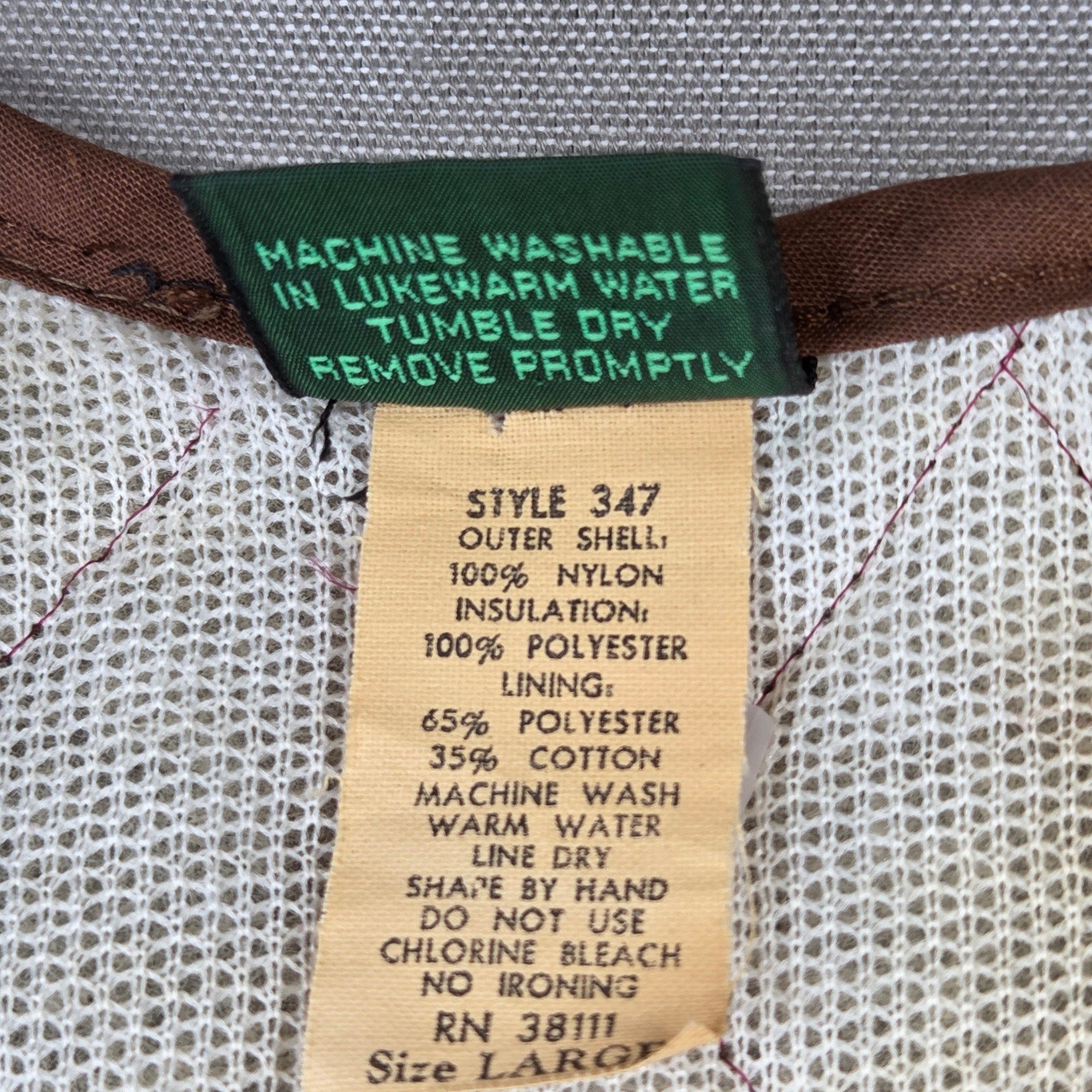 Vintage Haband Style 347 Quilted Hunting Utility Vest Mens L Nylon USA Zip