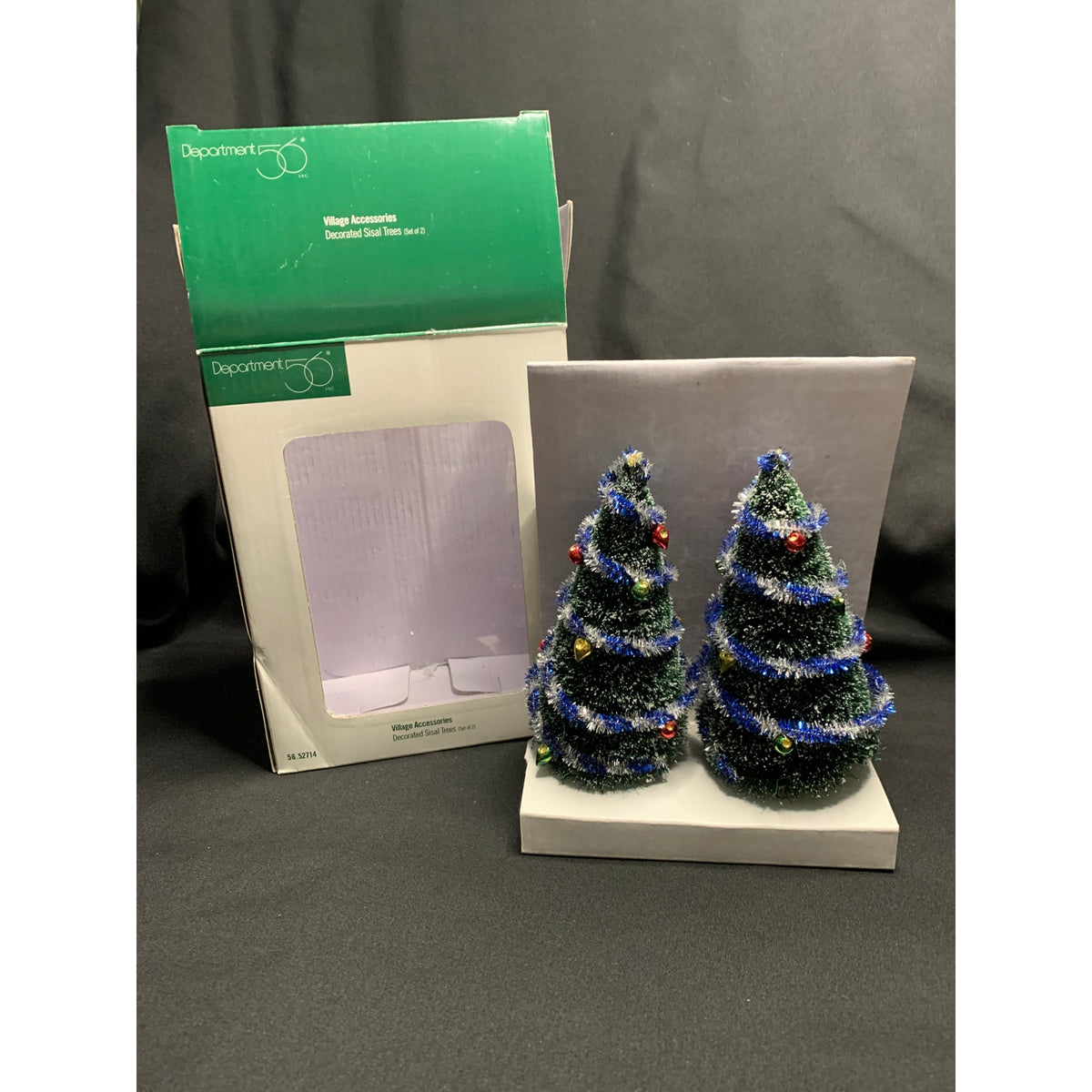 Department 56 Decorated Sisal Trees 52714 Set of 2 Village Accessories No Stars