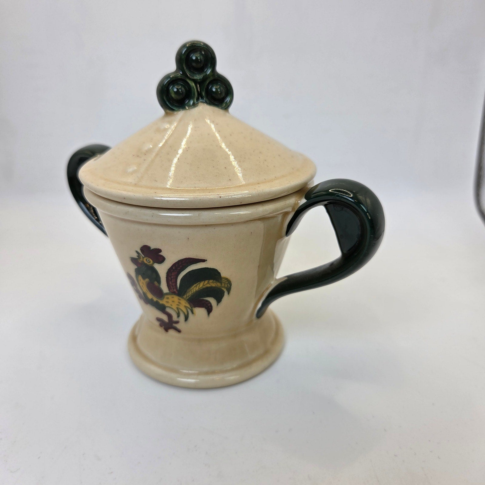 Metlox Poppytrail Rooster Sugar Bowl w/ Lid Vintage Two Handle Covered Jar