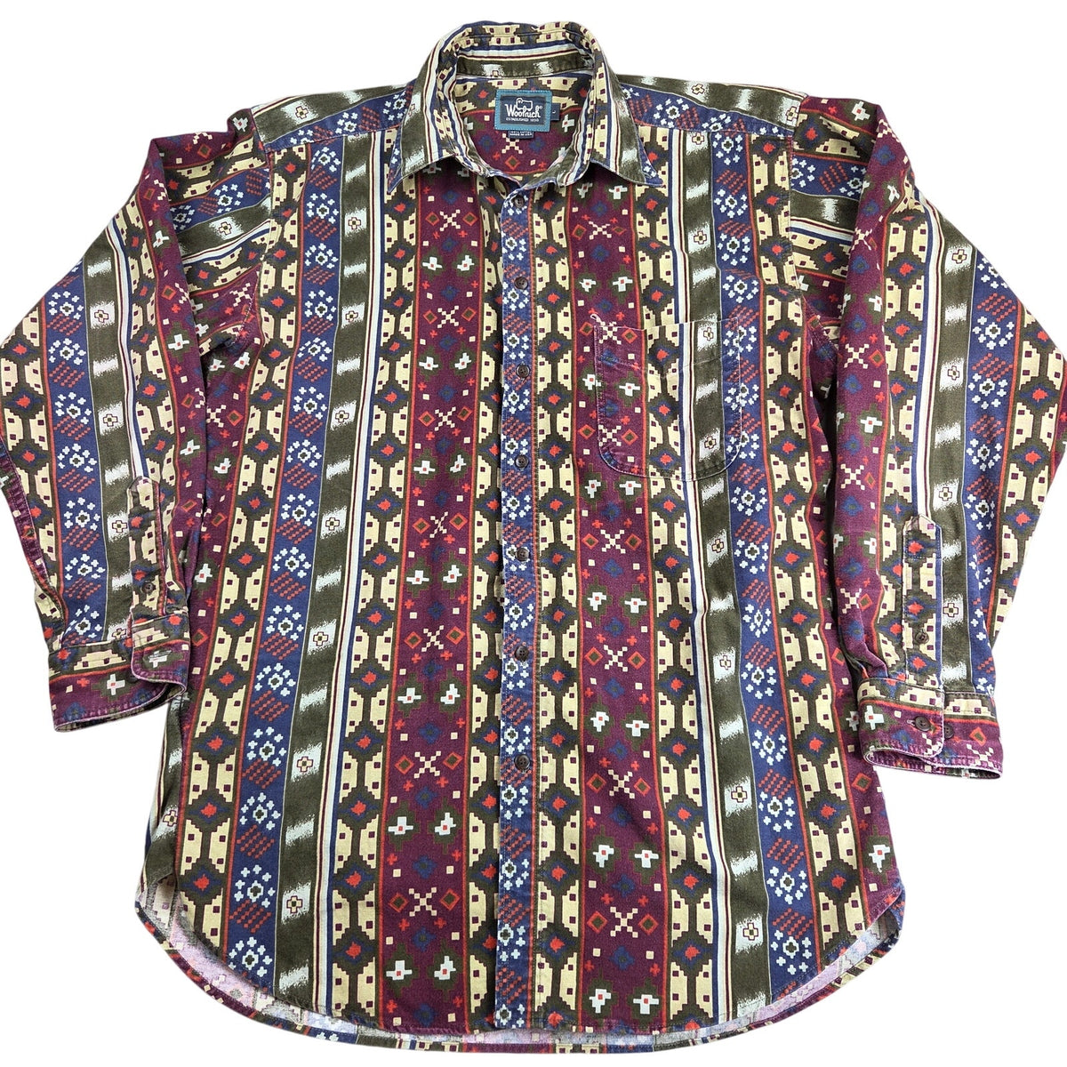 Vintage Woolrich Southwestern Geometric Shirt Mens L USA Cotton Western 90s