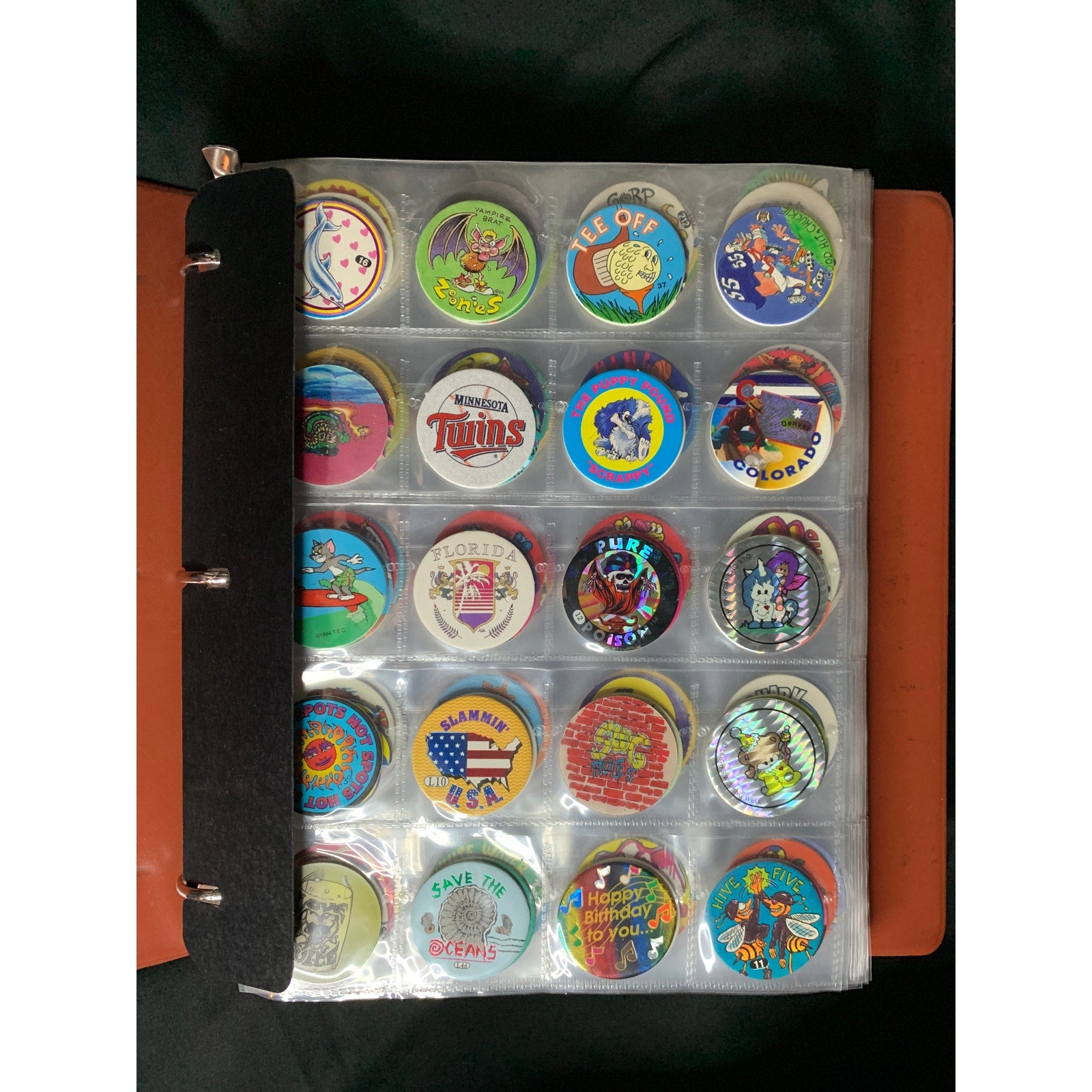 Vintage 1990s POG Collection Binder 350+ POGs Holographic Slammers Mixed Lot
