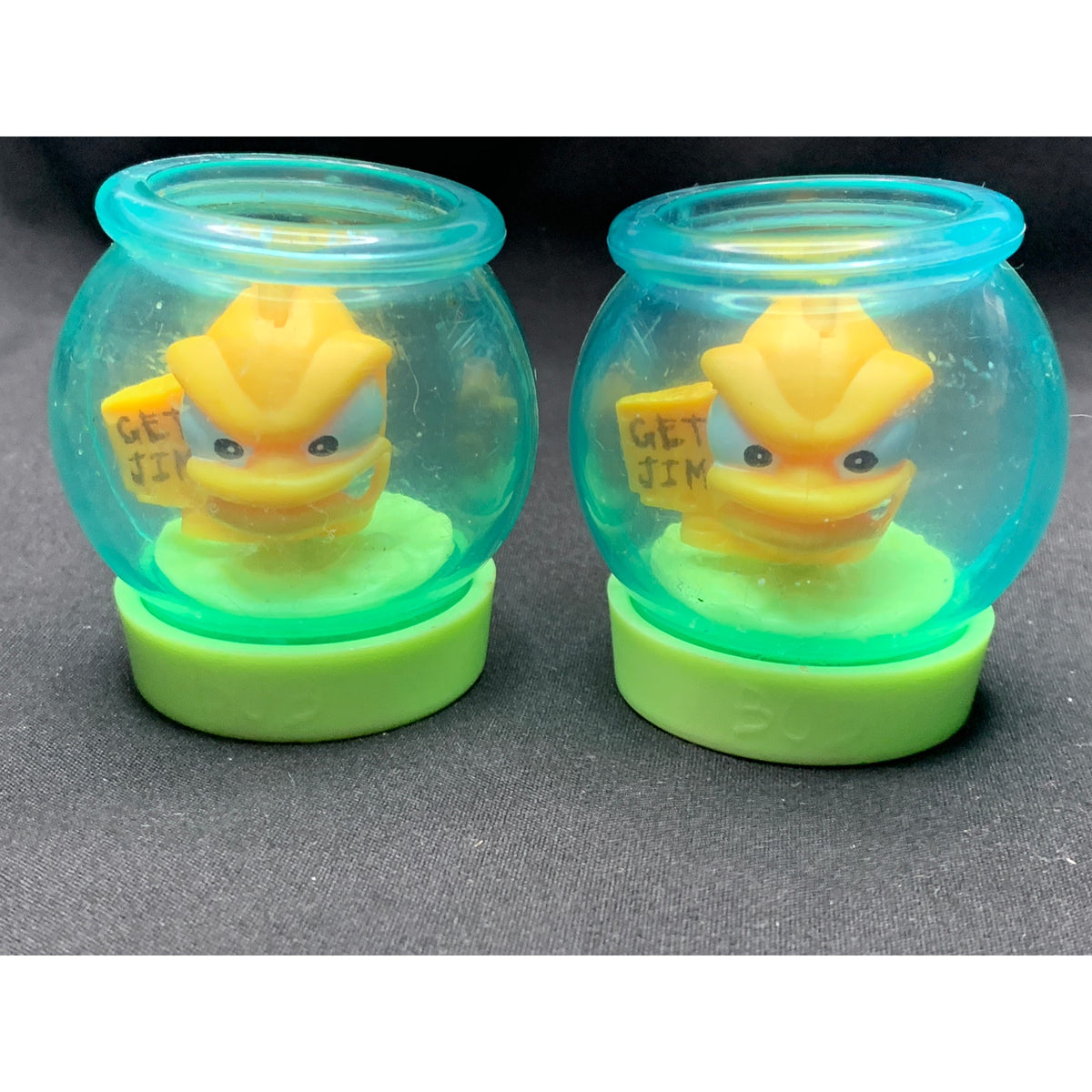 1995 Earthworm Jim Bob Killer Goldfish Fish Bowl Strottman Toys Lot of 2