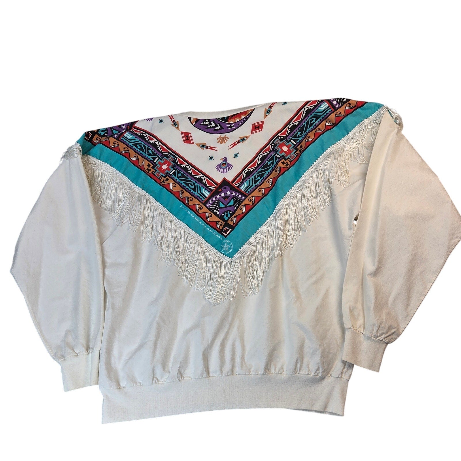Wamcraft Hazelwood Club Phoenix Southwestern Fringe Beaded Top USA M VTG
