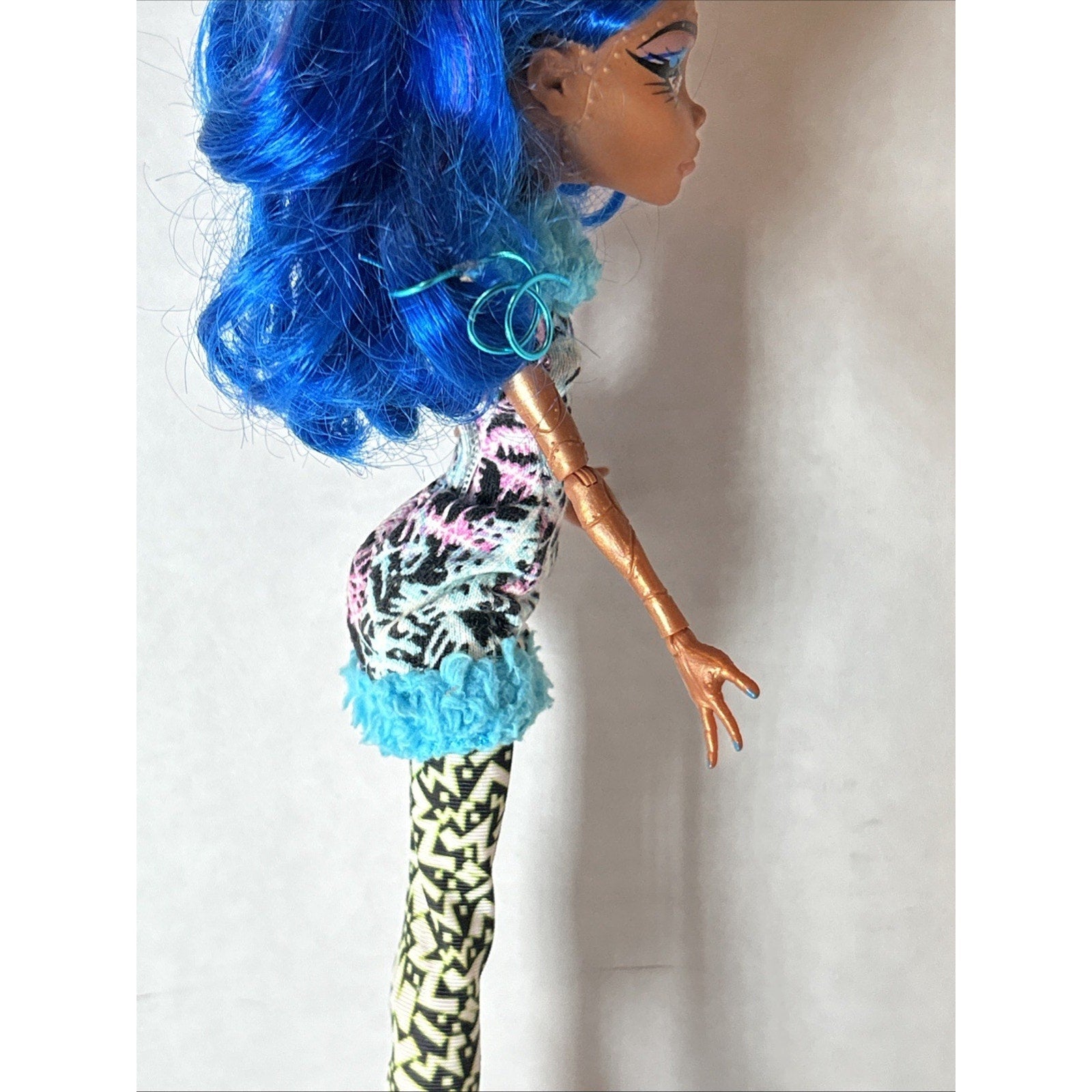 OOAK Custom Repaint Monster High Doll Blue Hair Art Doll Unique One of a Kind