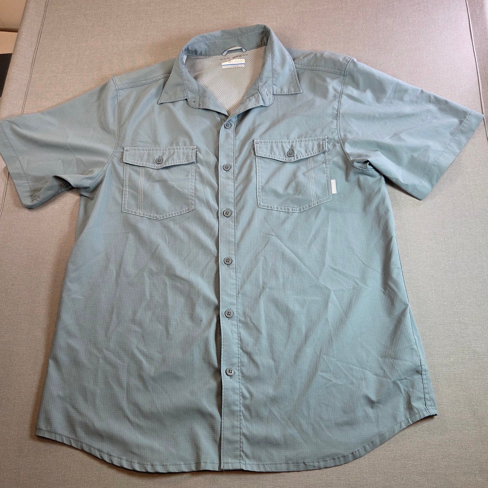Columbia PFG Omni-Shade Vented Fishing Shirt Men’s XL Blue Short Sleeve