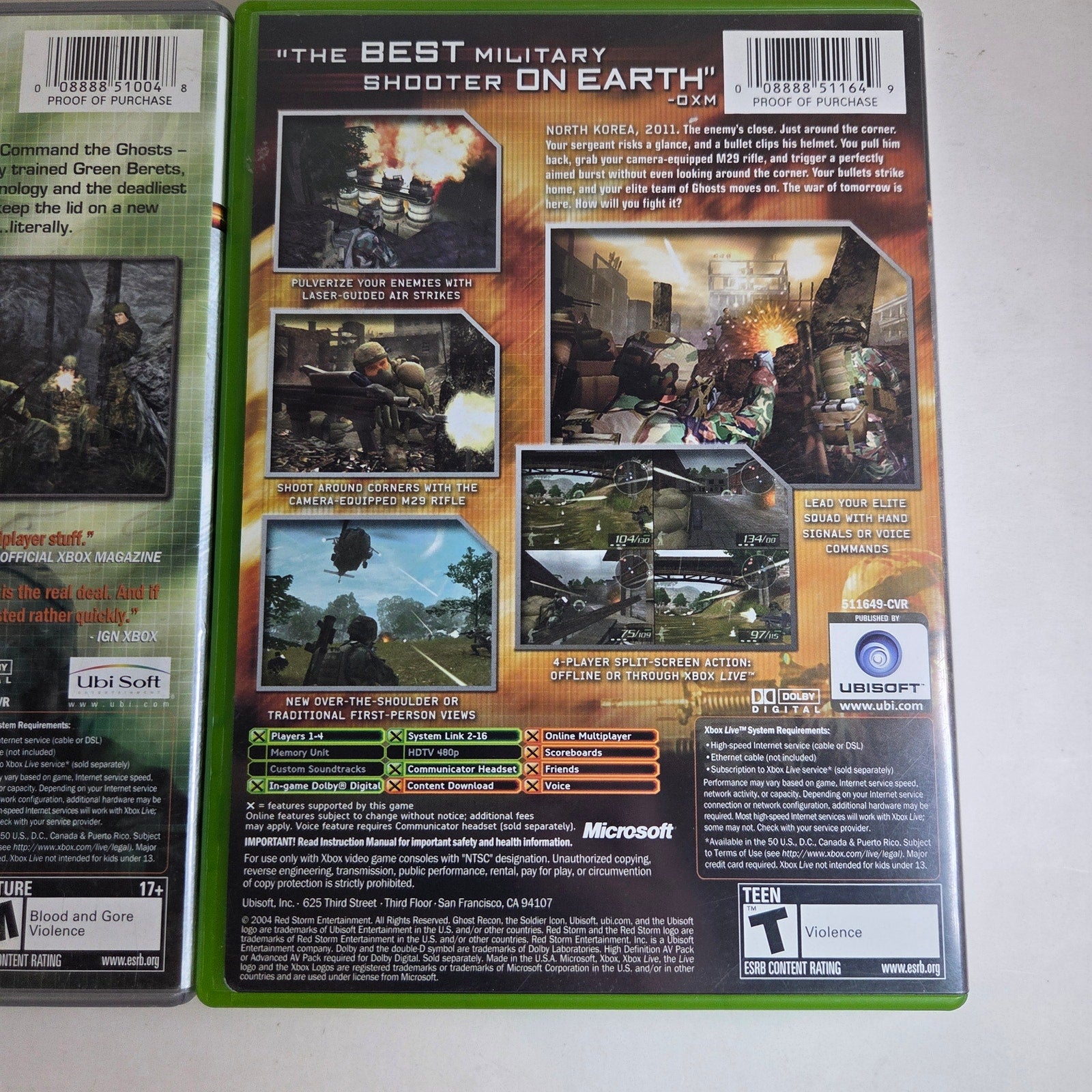 Tom Clancy’s Ghost Recon Xbox Lot Ghost Recon Ghost Recon 2 Advanced Warfighter