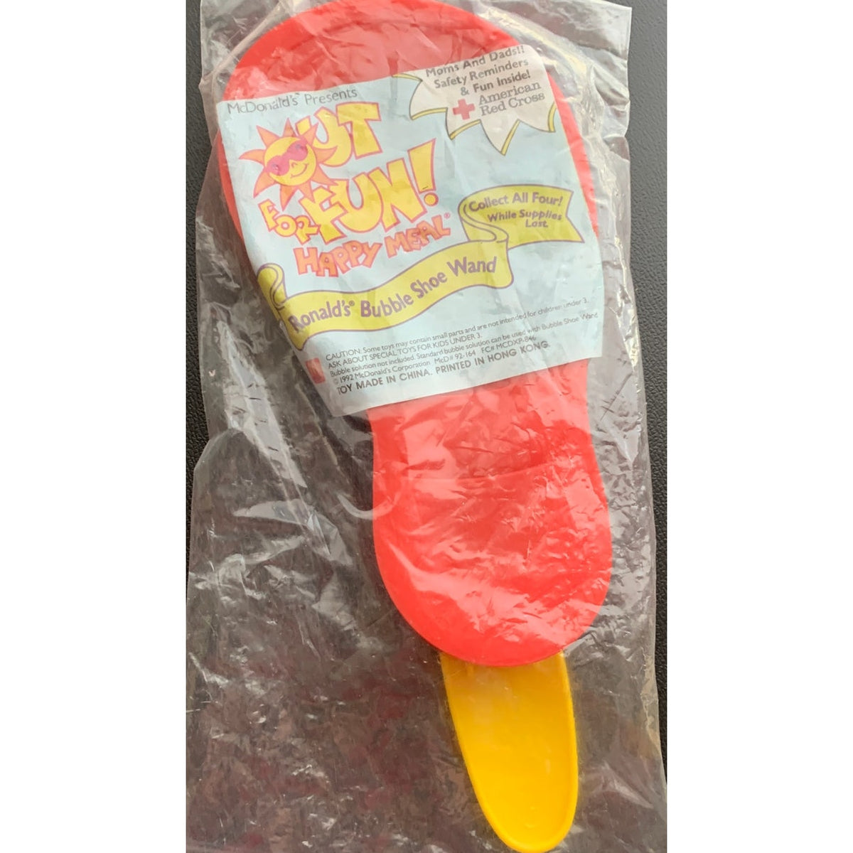 1992 McDonald's Out For Fun Ronald's Bubble Shoe Wand Happy Meal Toy Sealed