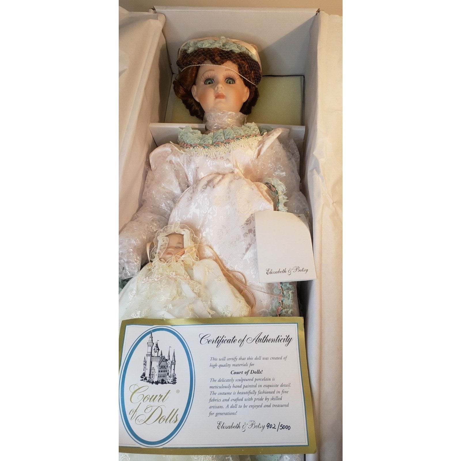 Court of Dolls 24" Porcelain Dolls Elizabeth & Betsy LE #902/5000 w/COA & Box