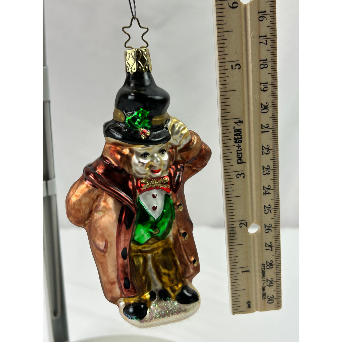 Inge-Glas Friendly Solicitor Dickens Christmas Carol Glass Ornament Germany 5"