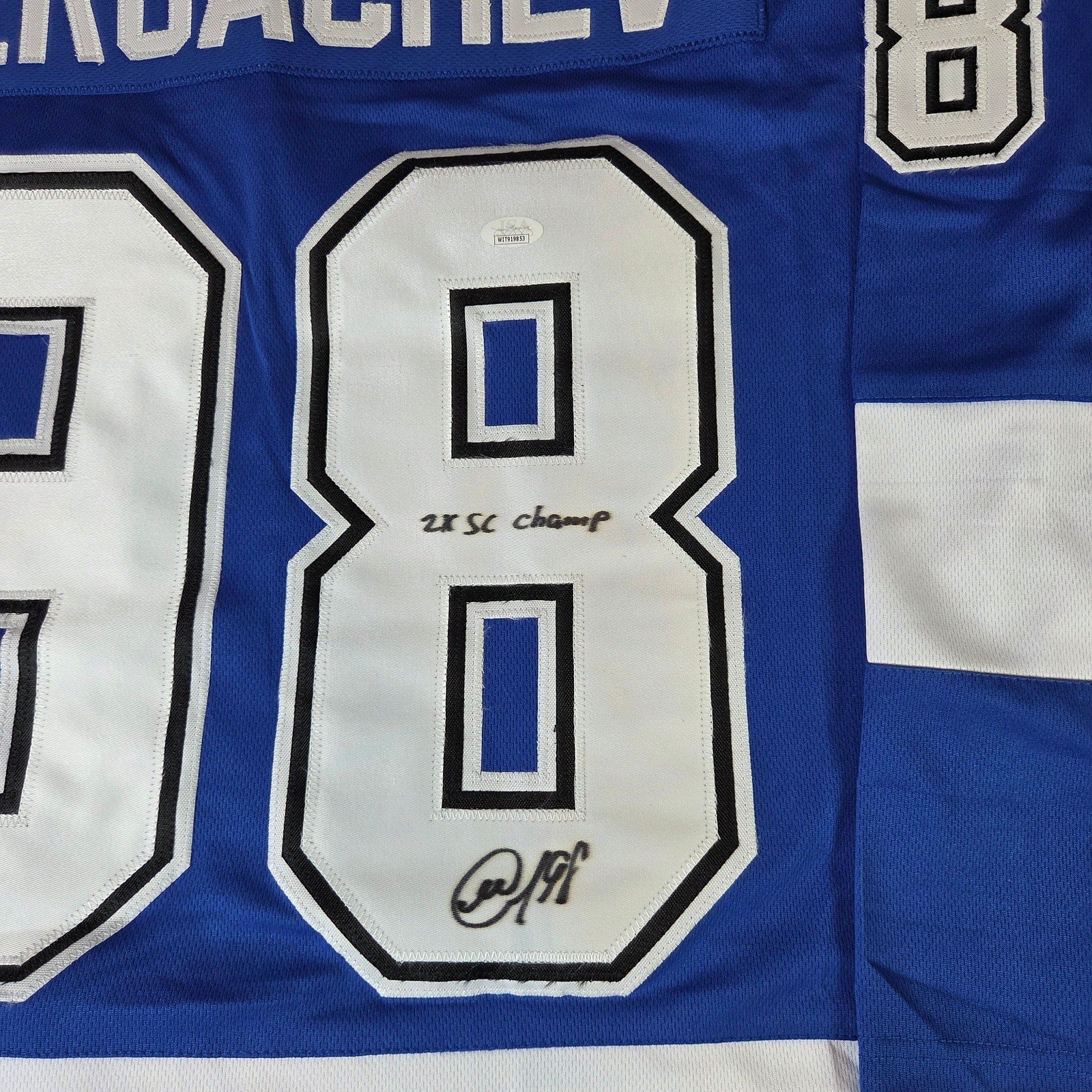 Mikhail Sergachev Autographed Lightning Custom Jersey XL JSA 2X SC Champ