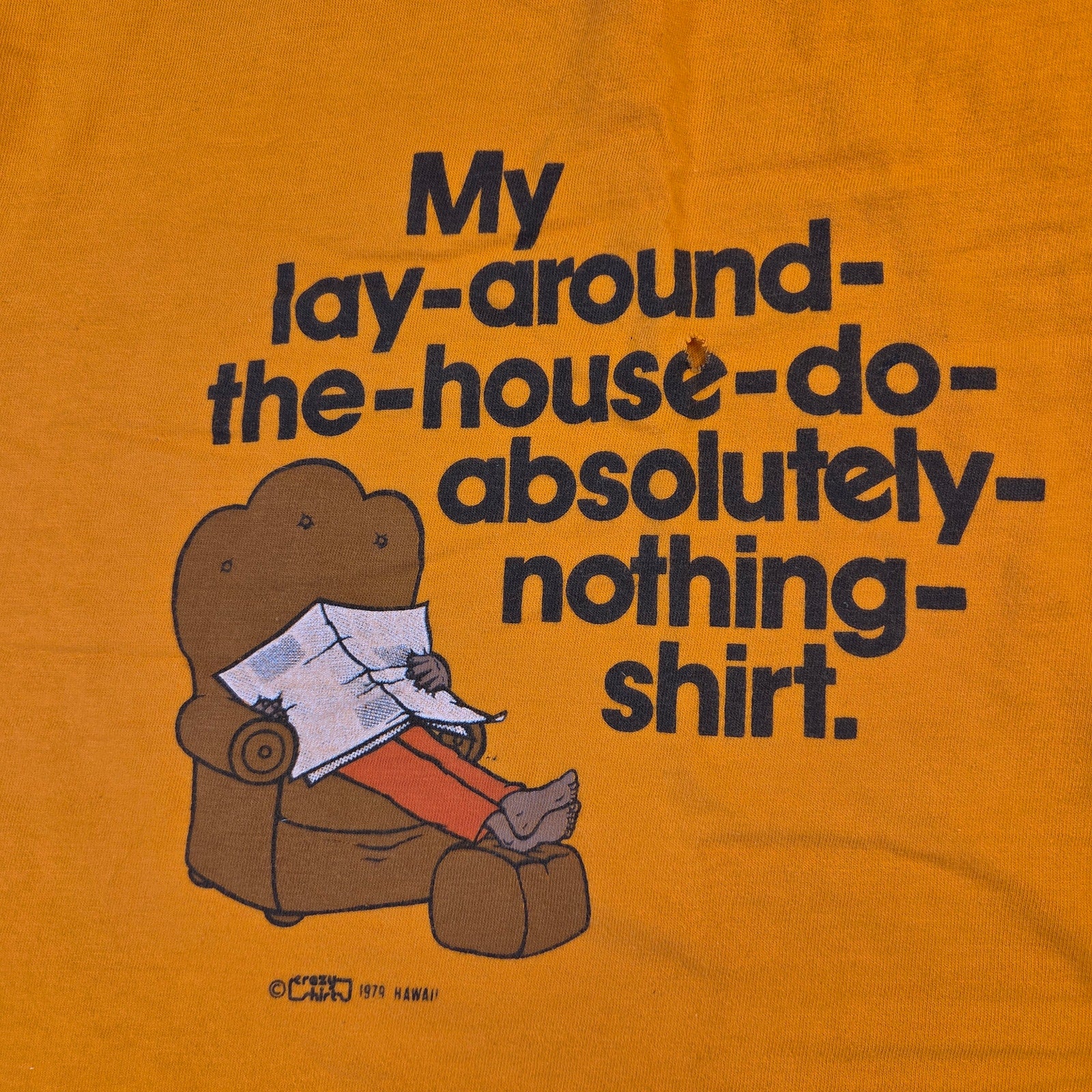 Crazy Shirts Hawaii 1979 Do Absolutely Nothing Vintage T Shirt Large Orange