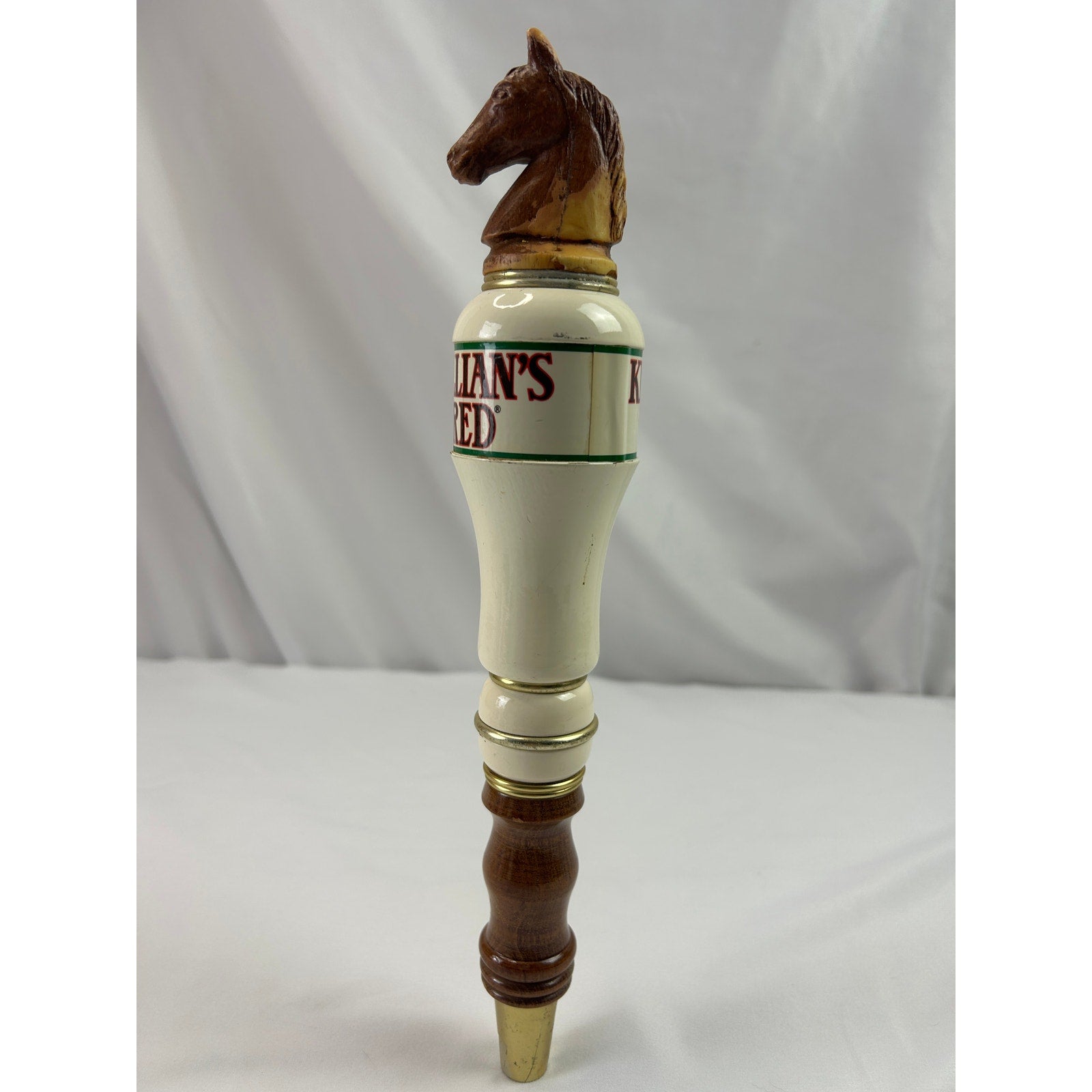 George Killian's Irish Red Horse Head Ceramic Wood Beer Tap Handle 12in