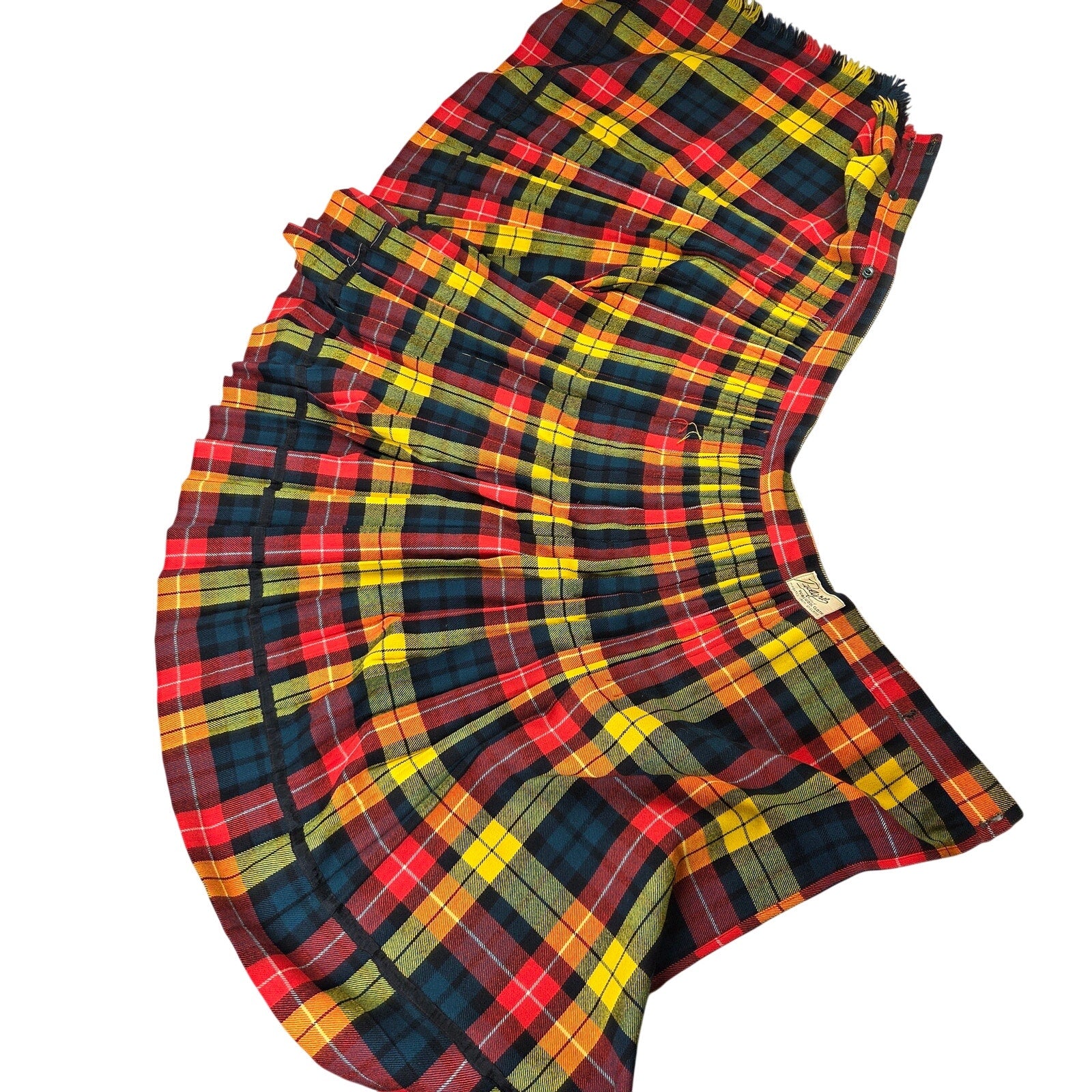 Pedigree Vintage Pure Wool Tartan Wrap Kilt Skirt 26" Waist Made England