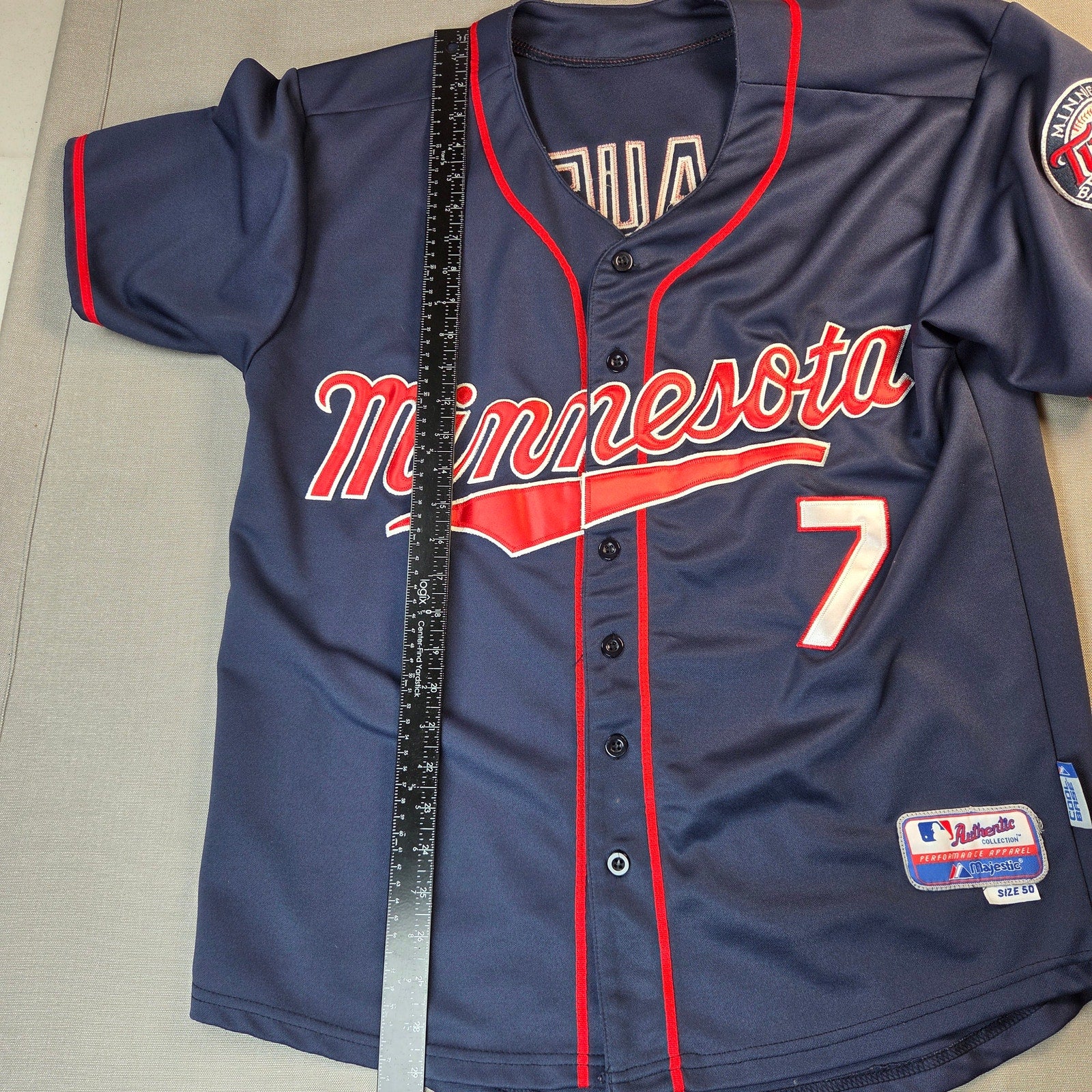 Majestic Joe Mauer #7 Minnesota Twins Cool Base Jersey Size 50 Authentic XL