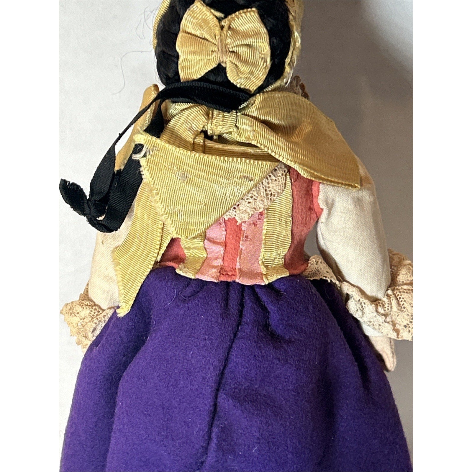 Antique Italian Lenci-Style Felt Doll w/ Flower Pot 11” Val Gardena c.1920s