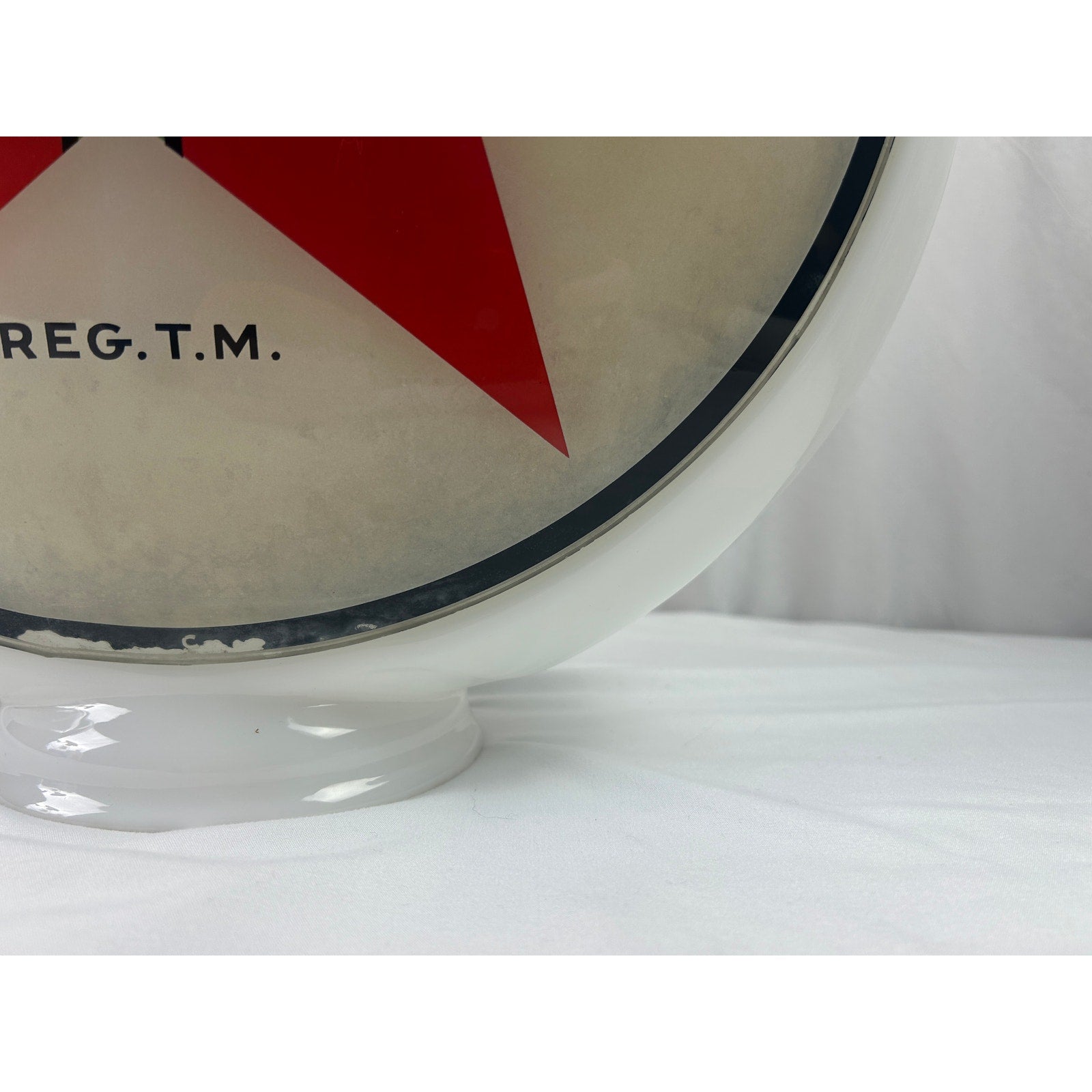 Vintage Texaco Gas Pump Globe Milk Glass Red Star Green T Service Station Sign