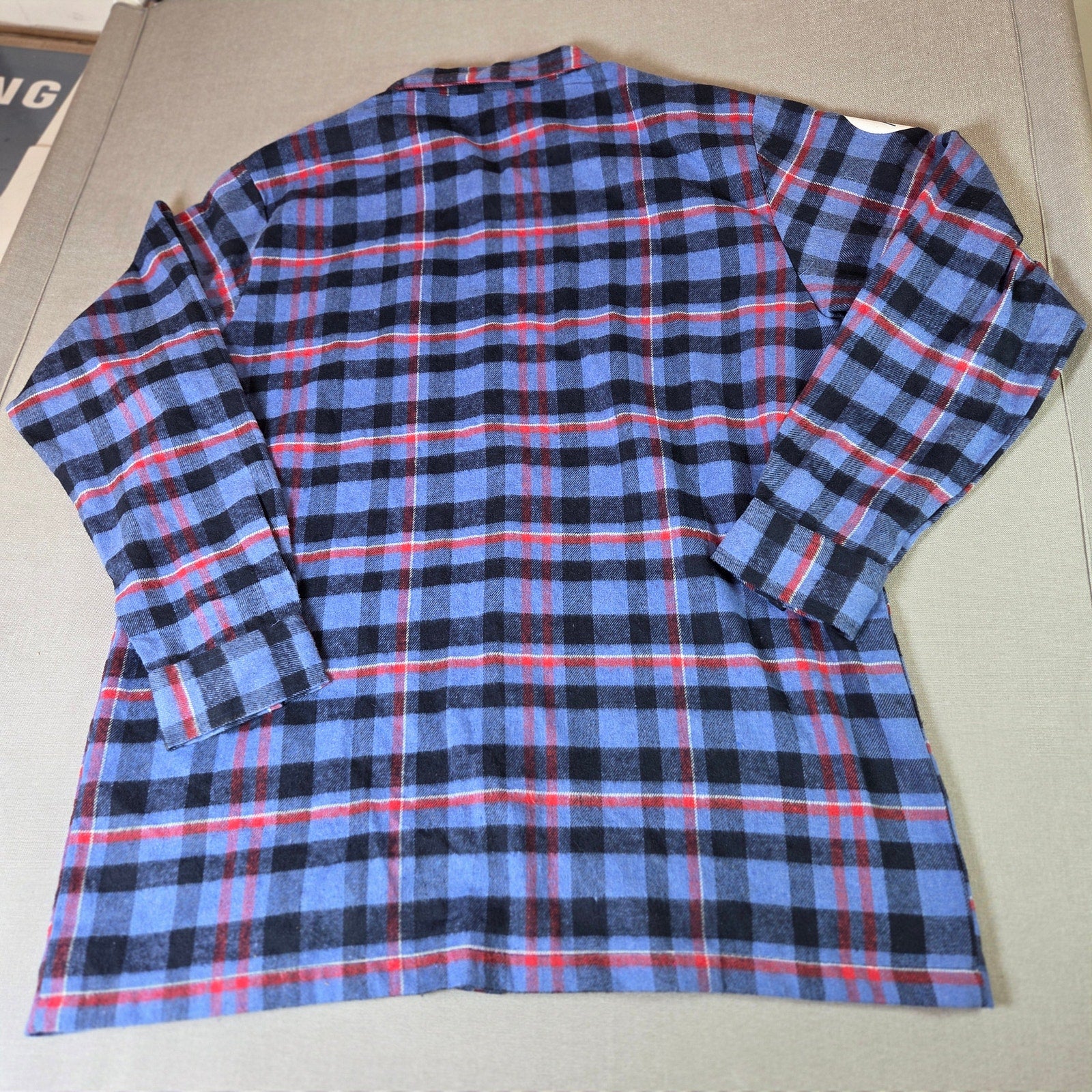 Chicago Cubs Blue Plaid Flannel Button Down Shirt XL Motorola Patch MLB