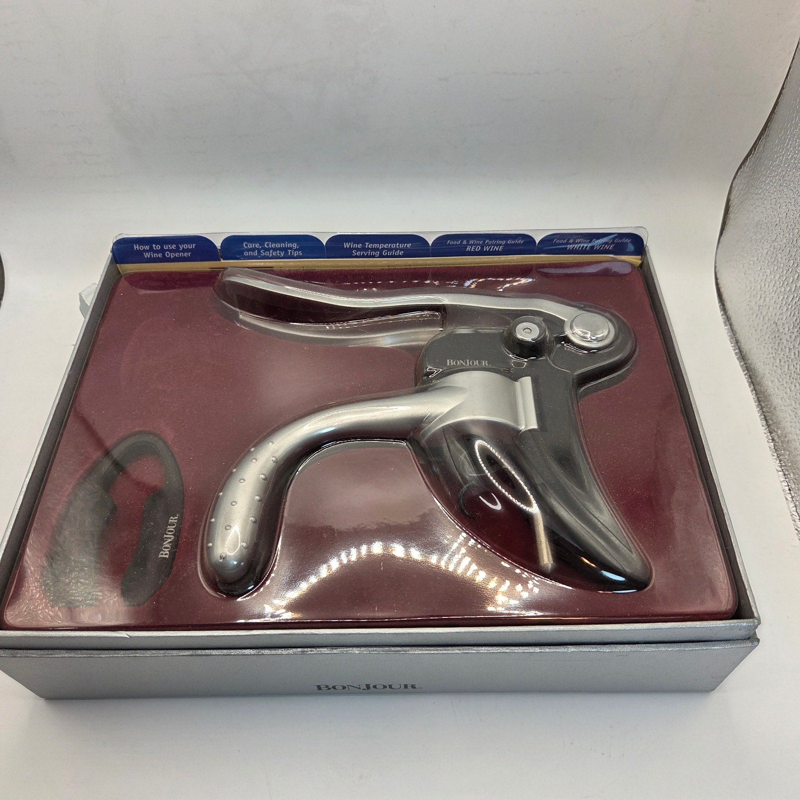 BonJour Chateau Deluxe Wine Bottle Opener & Foil Cutter – No Box Lid