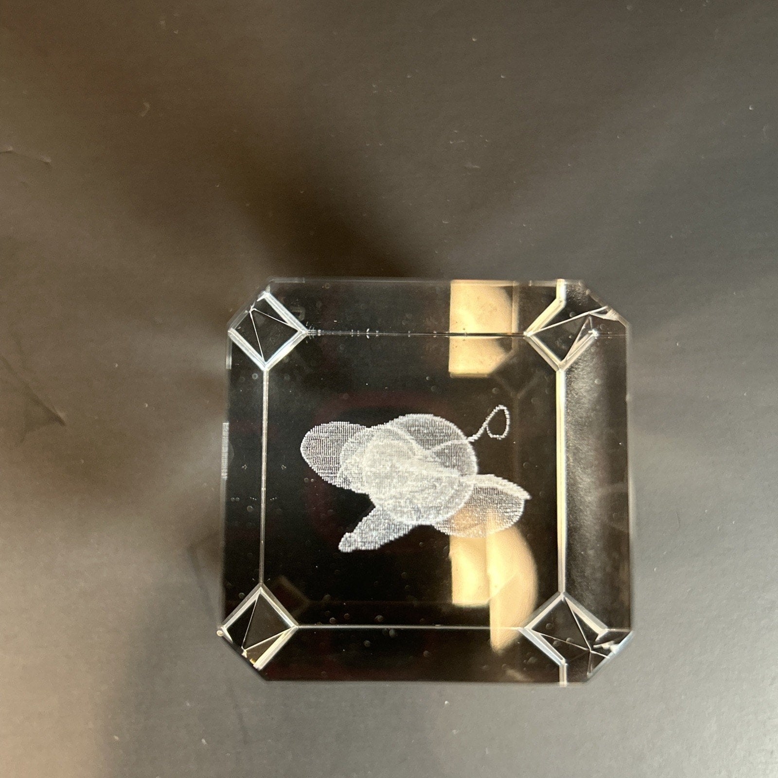 Bashful Mickey Mouse 3d Etched Disney Crystal Glass 3"x2" Paper Weight