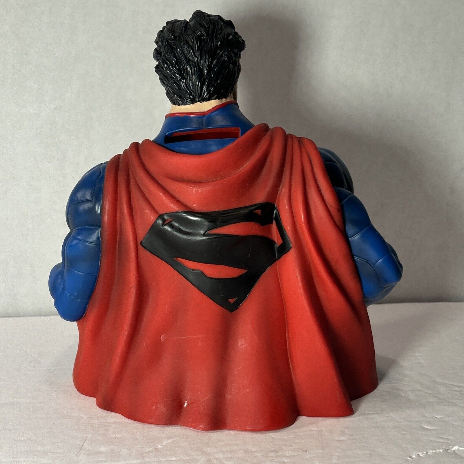 SUPERMAN Bust Molded Piggy BANK DC Comics Coin Bank 7.5” Hard Plastic Never Used