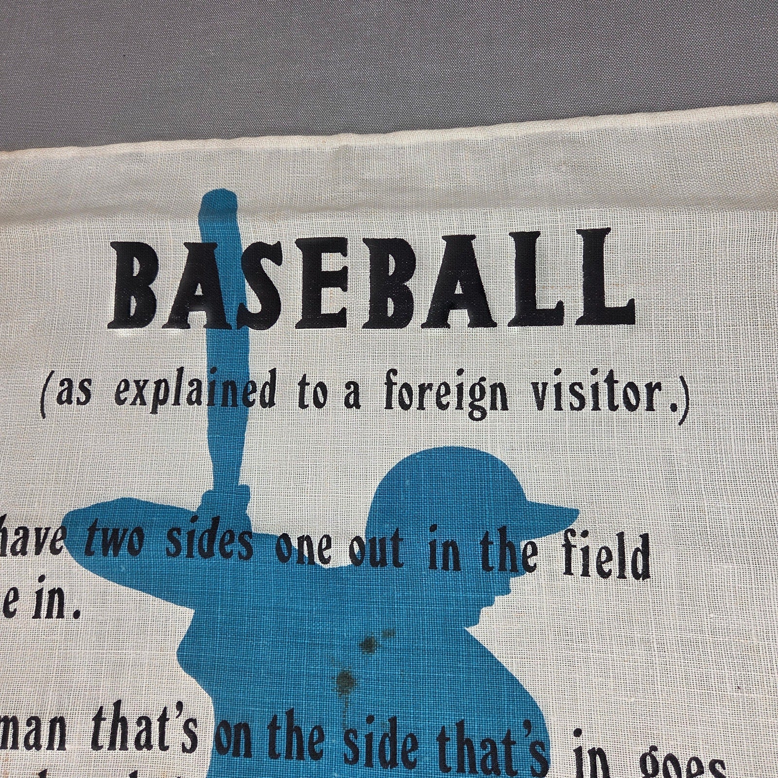 Ulster Irish Linen Baseball Explained Foreign Visitor Tea Towel Ireland Vintage