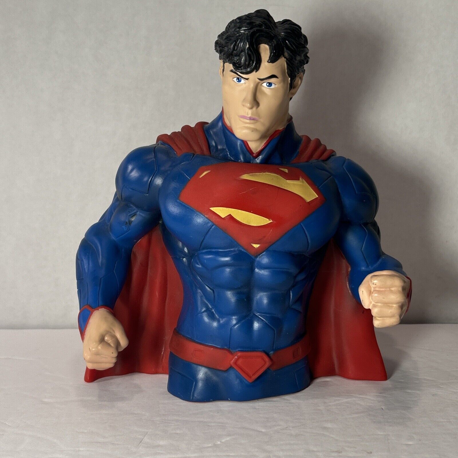 SUPERMAN Bust Molded Piggy BANK DC Comics Coin Bank 7.5” Hard Plastic Never Used