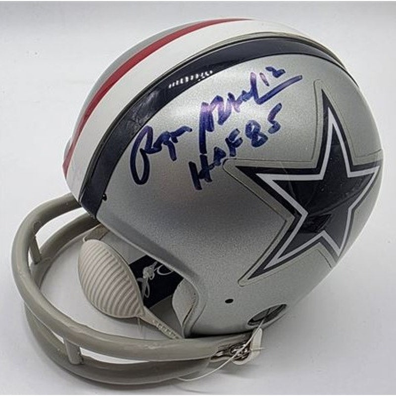 Dallas Cowboys Mini Helmet Roger Staubach Autographed w/ HOF 85 JSA COA