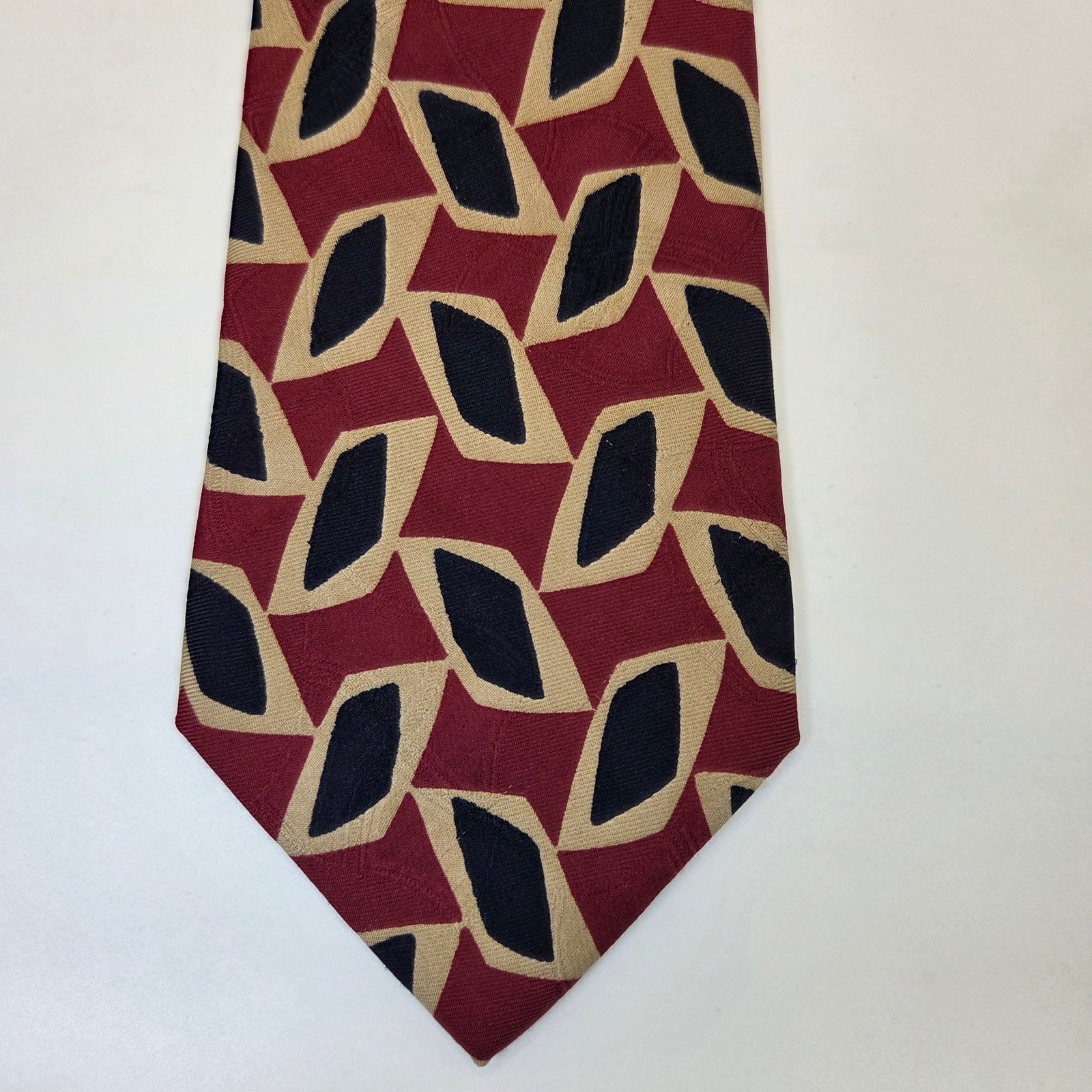 Bolgheri Italy Silk Abstract Geometric Wide Vintage Mens Necktie 4in