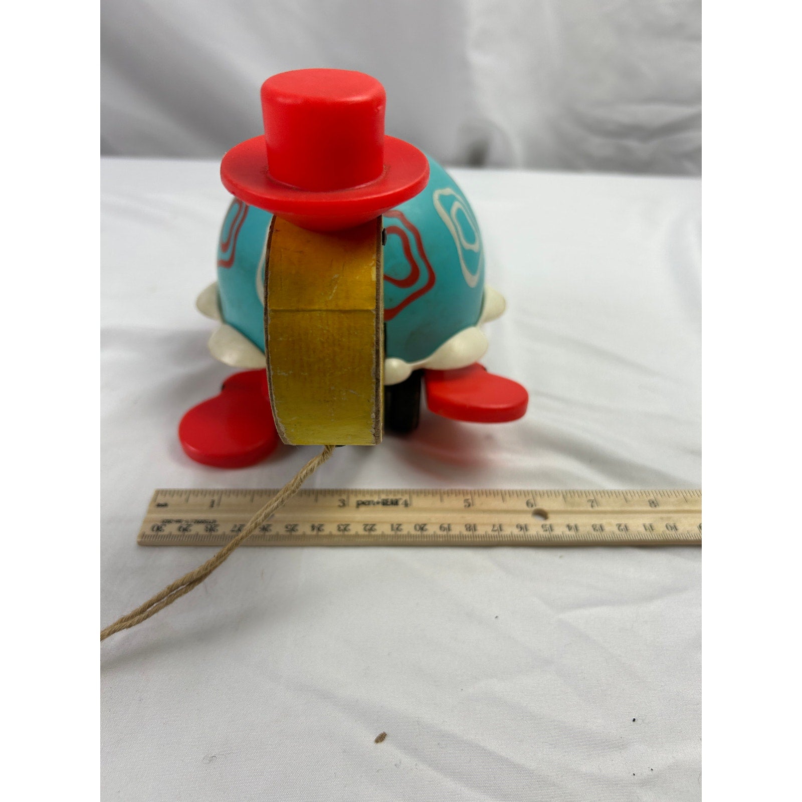 Vintage Fisher Price Turtle Pull Toy 773 1962 Top Hat Wooden Toy