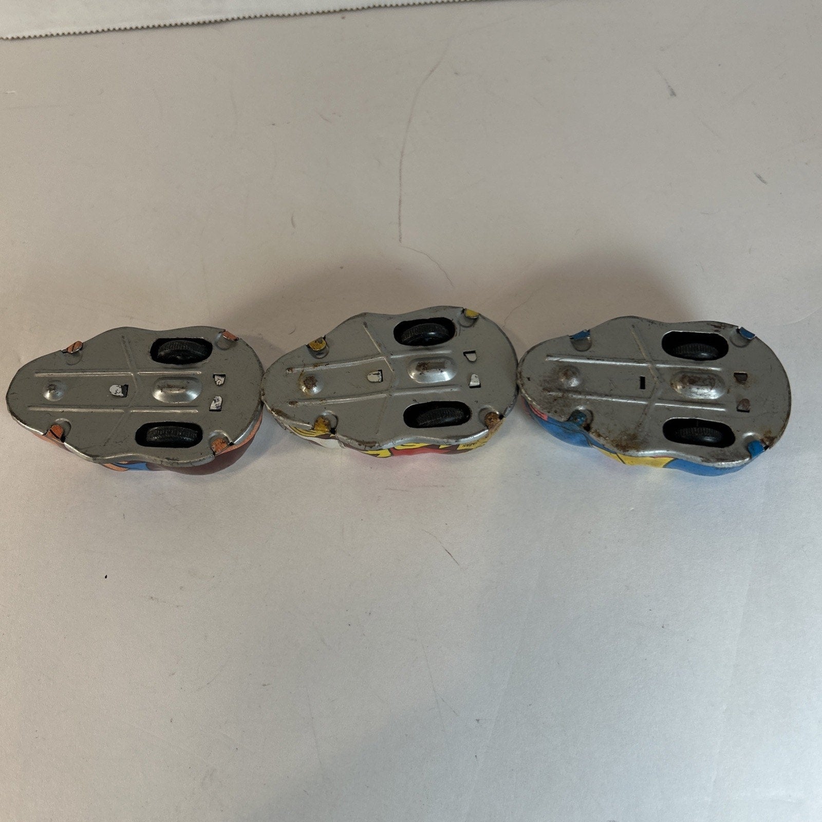 Vintage Yoone Japan Tin Friction Racers Set of 3 Rabbit Tiger Mouse 1950s–70s