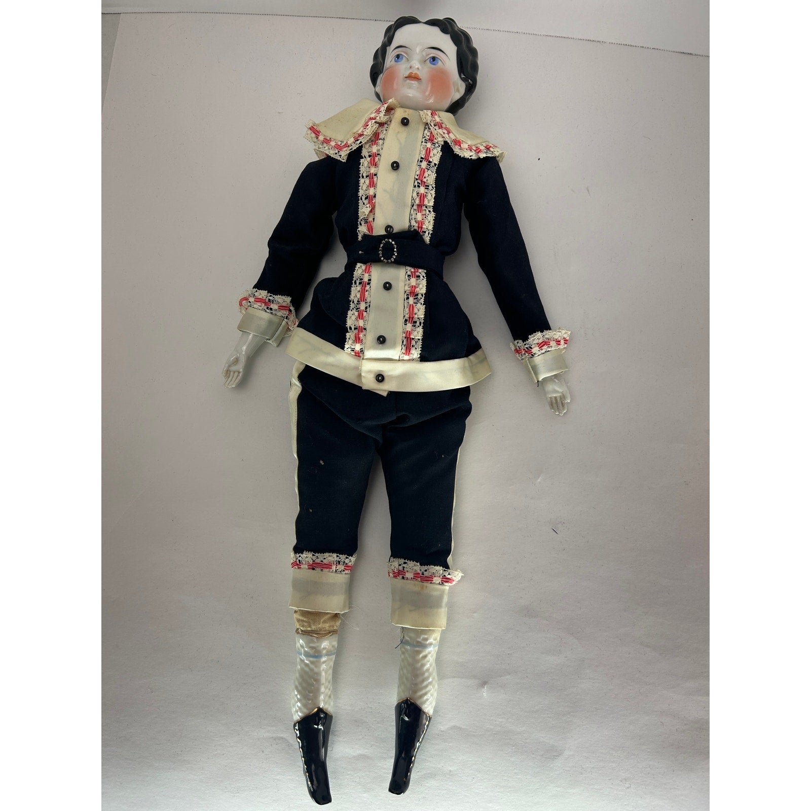Antique 24" China Boy Doll c1880s Unmarked Cloth Body Provenance Attached