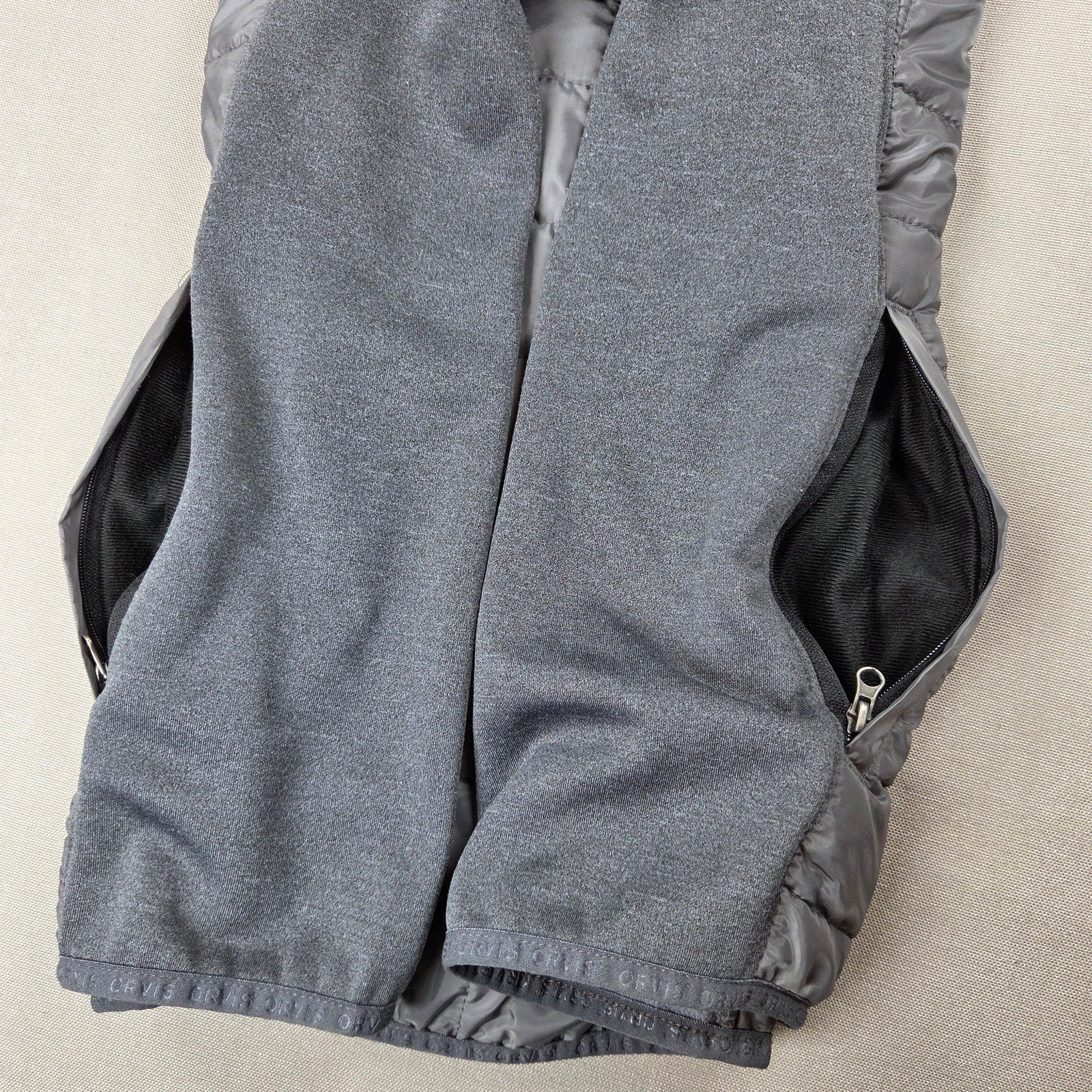 Orvis Hybrid Quilted Full Zip Jacket Mens Large Gray Stretch Fleece Coat