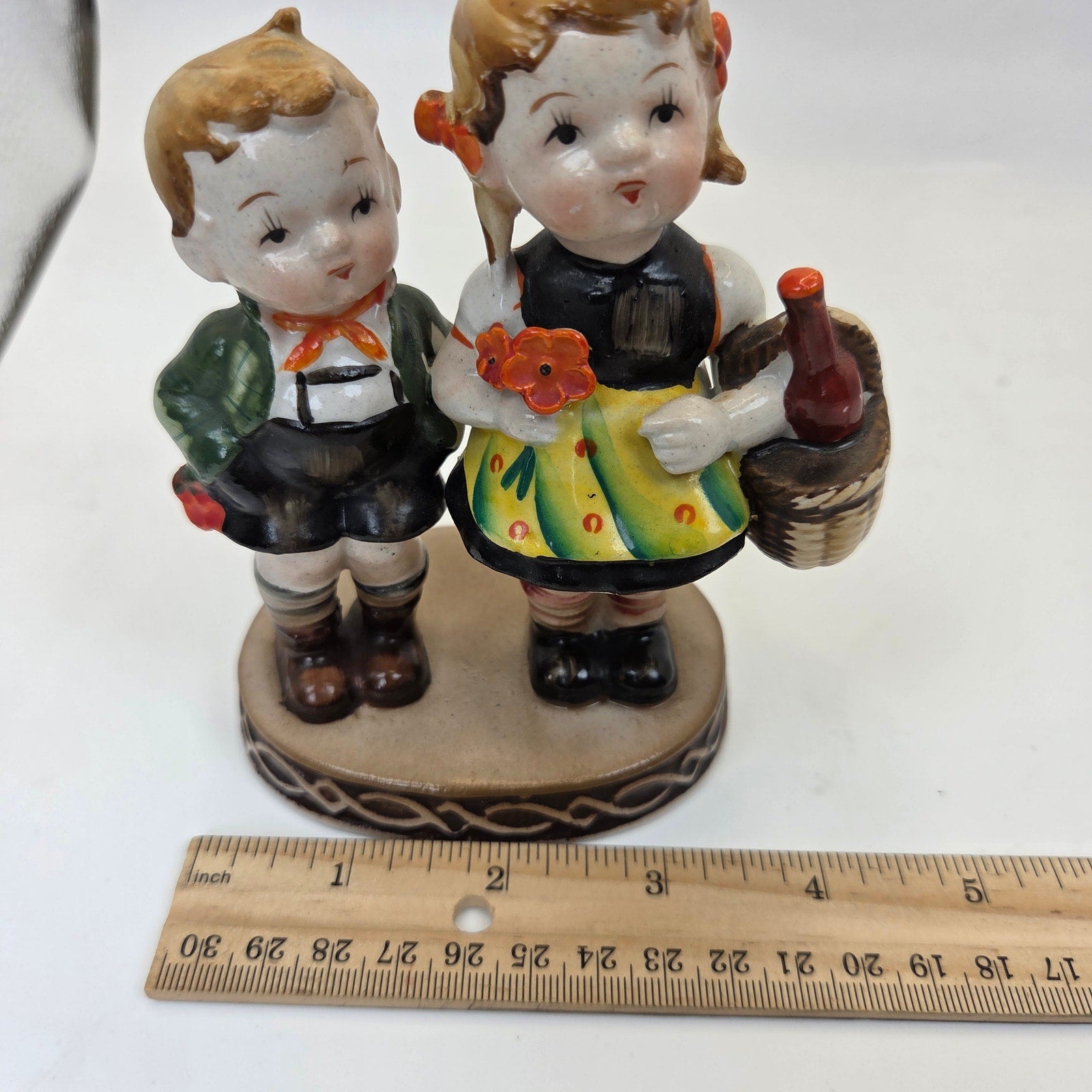 Occupied Japan Boy Girl Couple Figurine Hand Painted Porcelain 4.5in Vintage