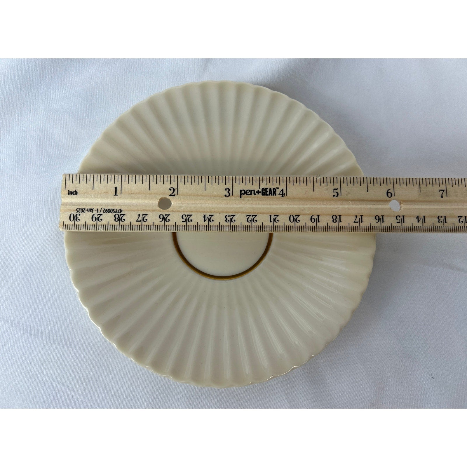 Lenox Rutledge Scalloped Saucer Plate, Ivory with Gold Trim, Vintage Made in USA