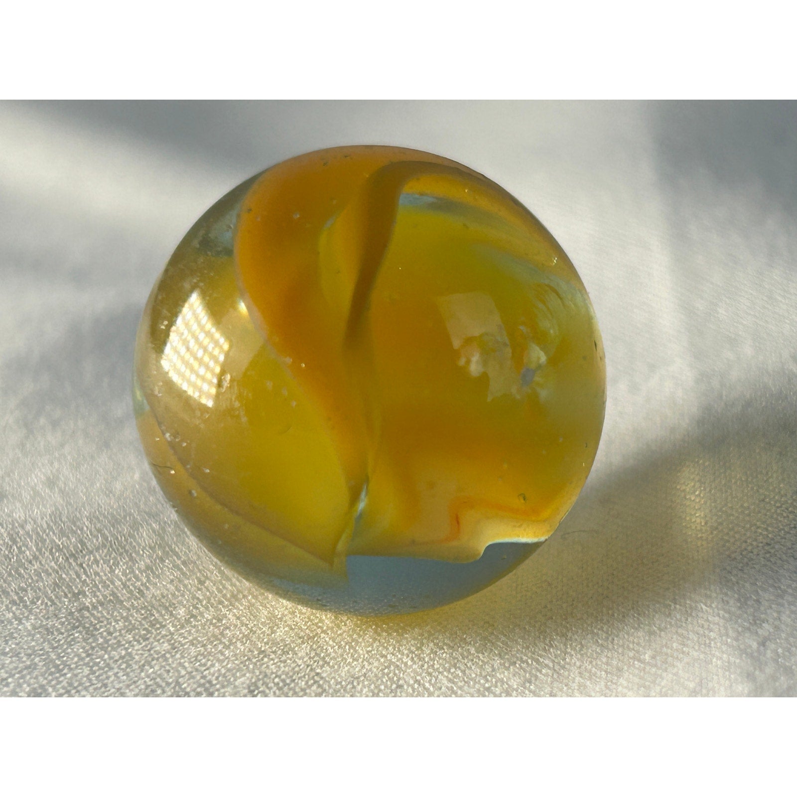 Vintage Yellow Transparent Swirl Marble Large Shooter Size